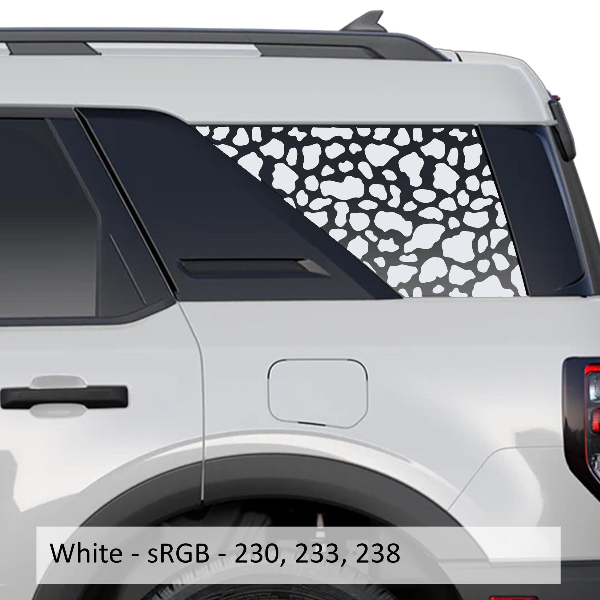 Cow Print Rear Quarter Window Decals Fits 2021+ Bronco Sport