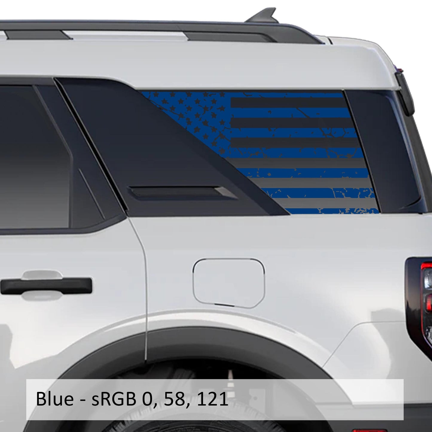 Tattered American Flag Rear Quarter Window Decals Fits 2021+ Bronco Sport
