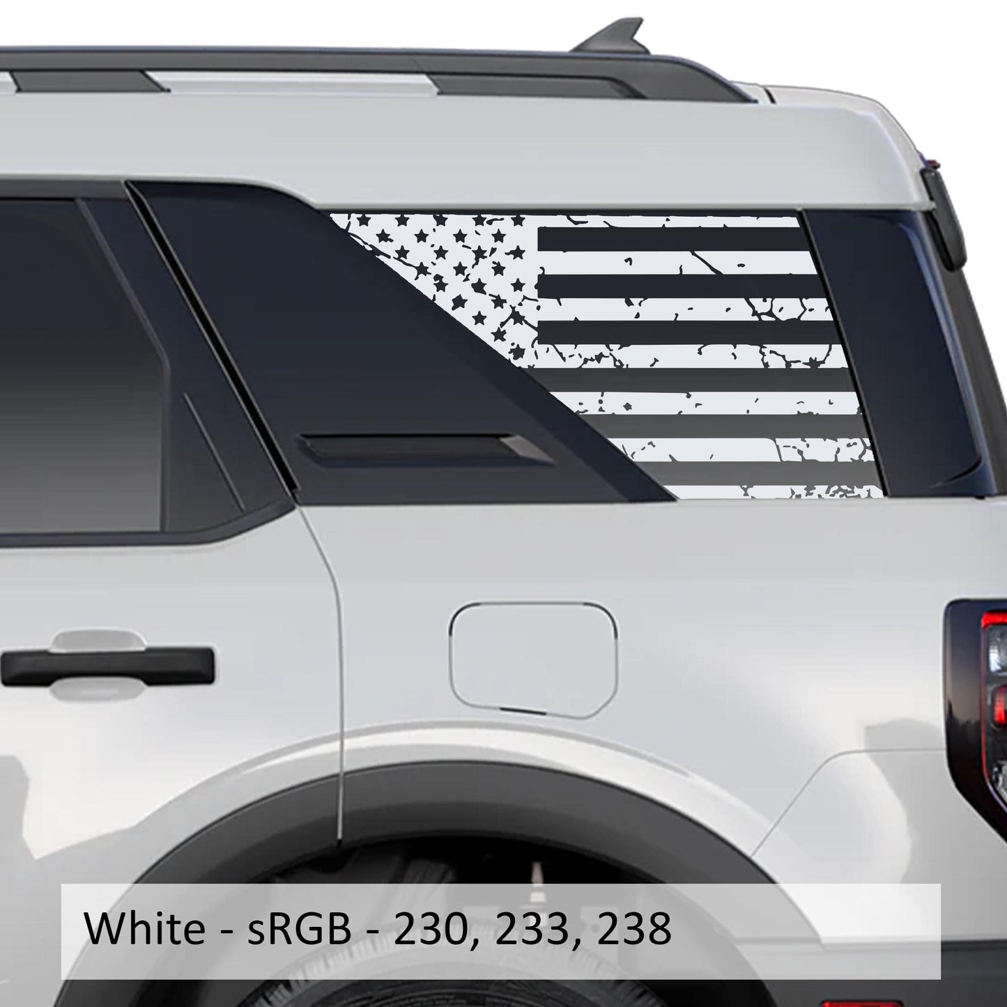 Tattered American Flag Rear Quarter Window Decals Fits 2021+ Bronco Sport