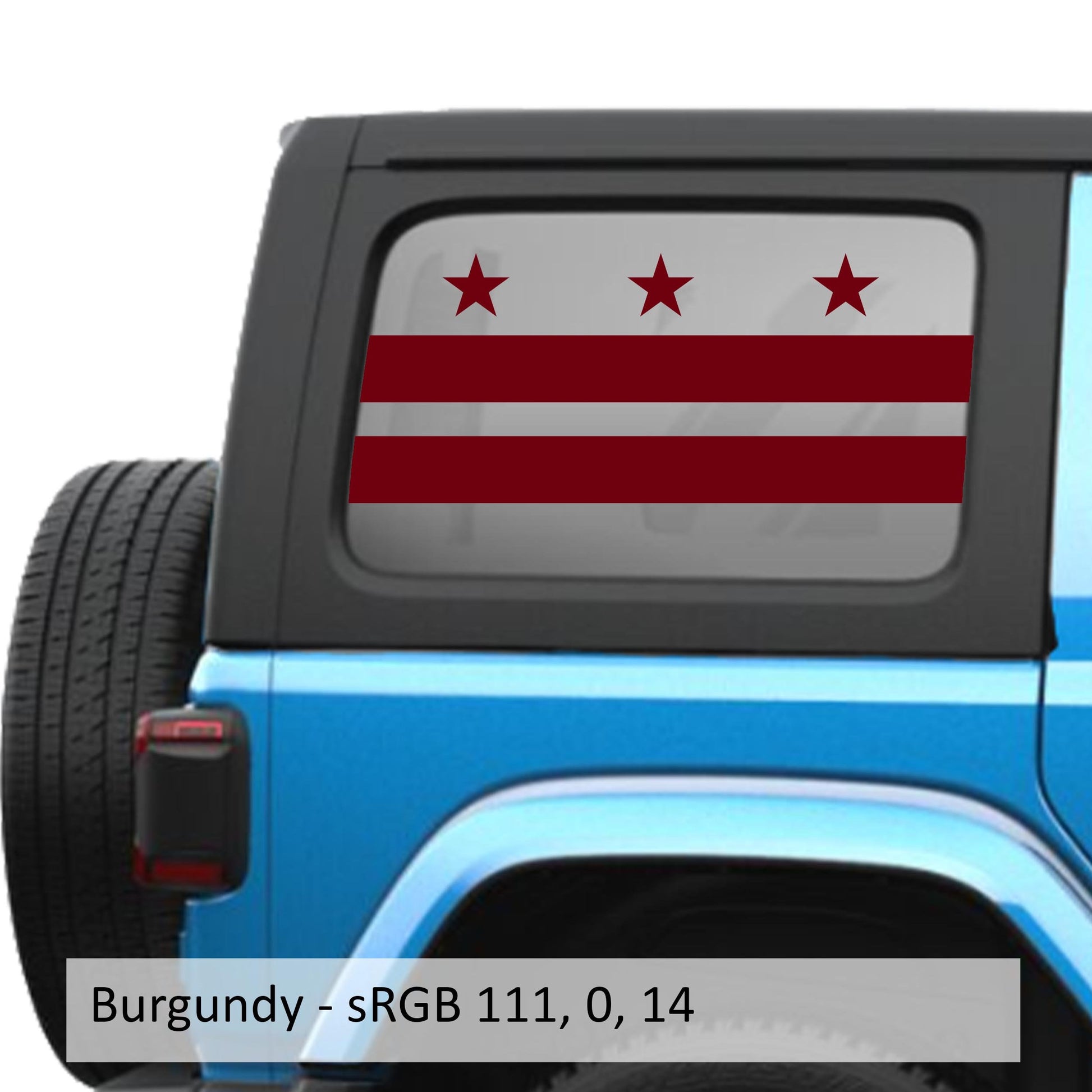 District of Columbia Flag Hardtop Window Decal Set - Fits Jeep Wrangler JLU 2018+