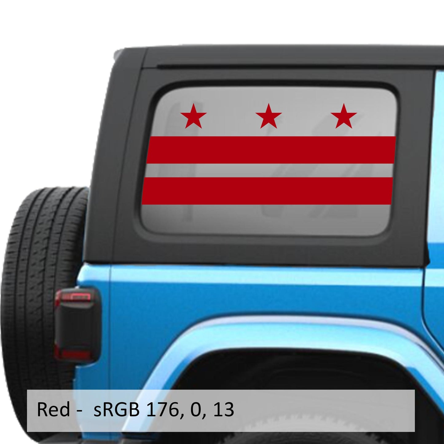 District of Columbia Flag Hardtop Window Decal Set - Fits Jeep Wrangler JLU 2018+