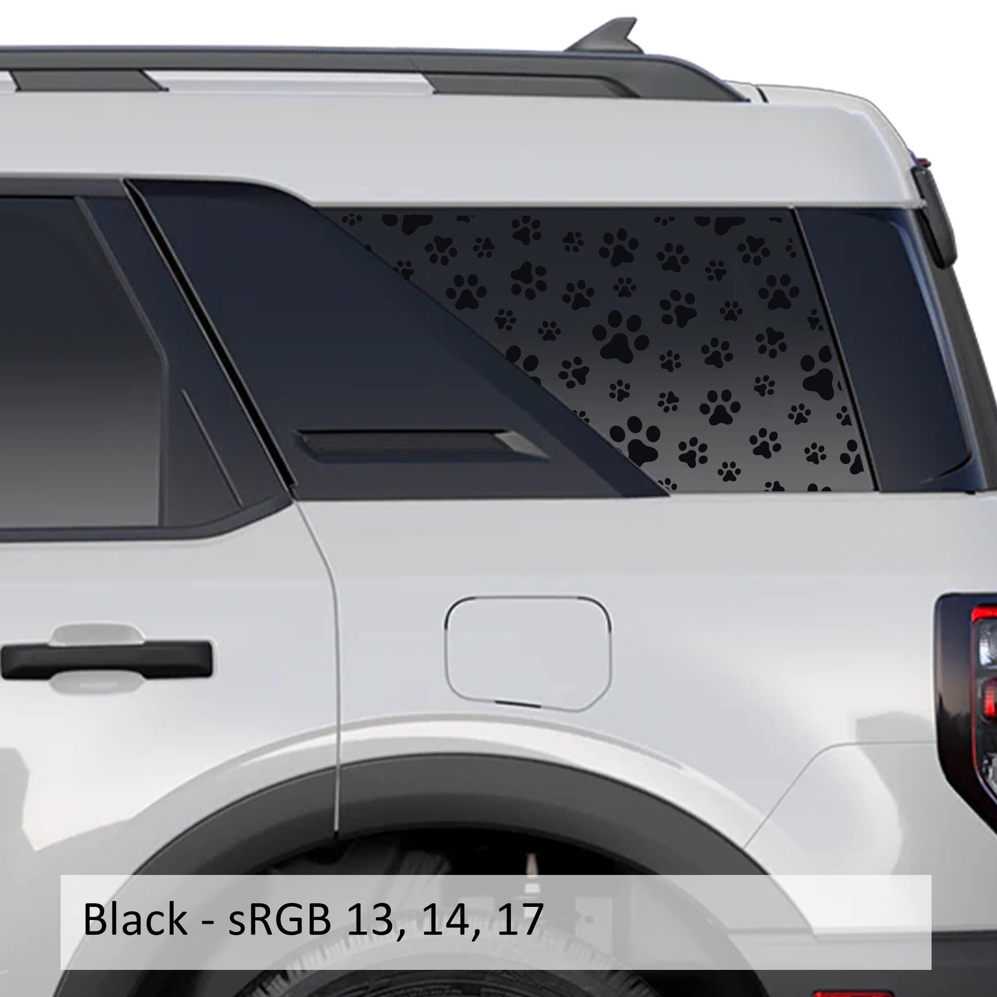 Puppy Paw Print Rear Quarter Window Decals Fits 2021+ Bronco Sport