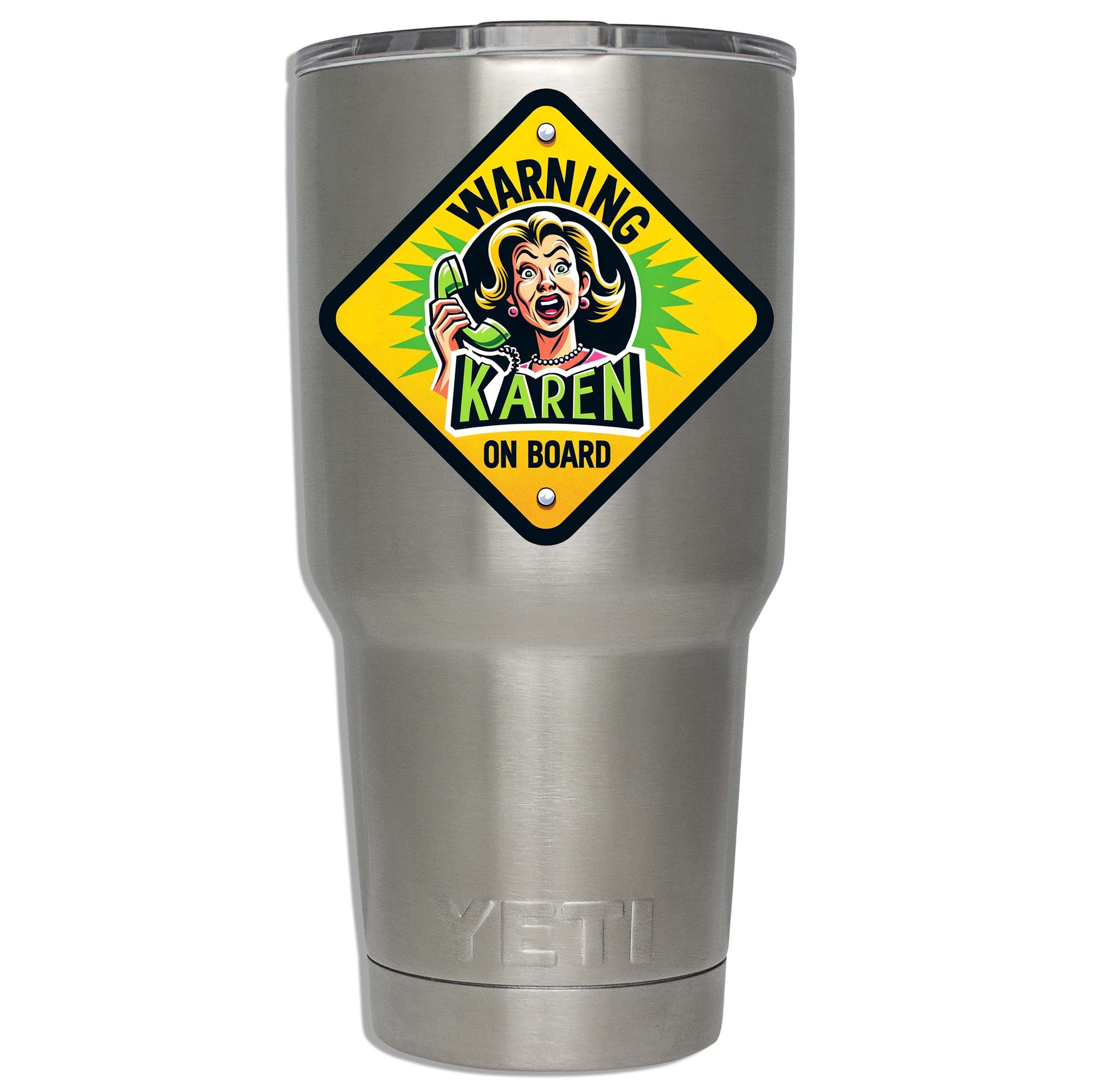 Karen On Board Funny Vinyl Sticker for Laptop Water Bottle Suitcase Car Window Sarcastic Travel Gift Humor Decal