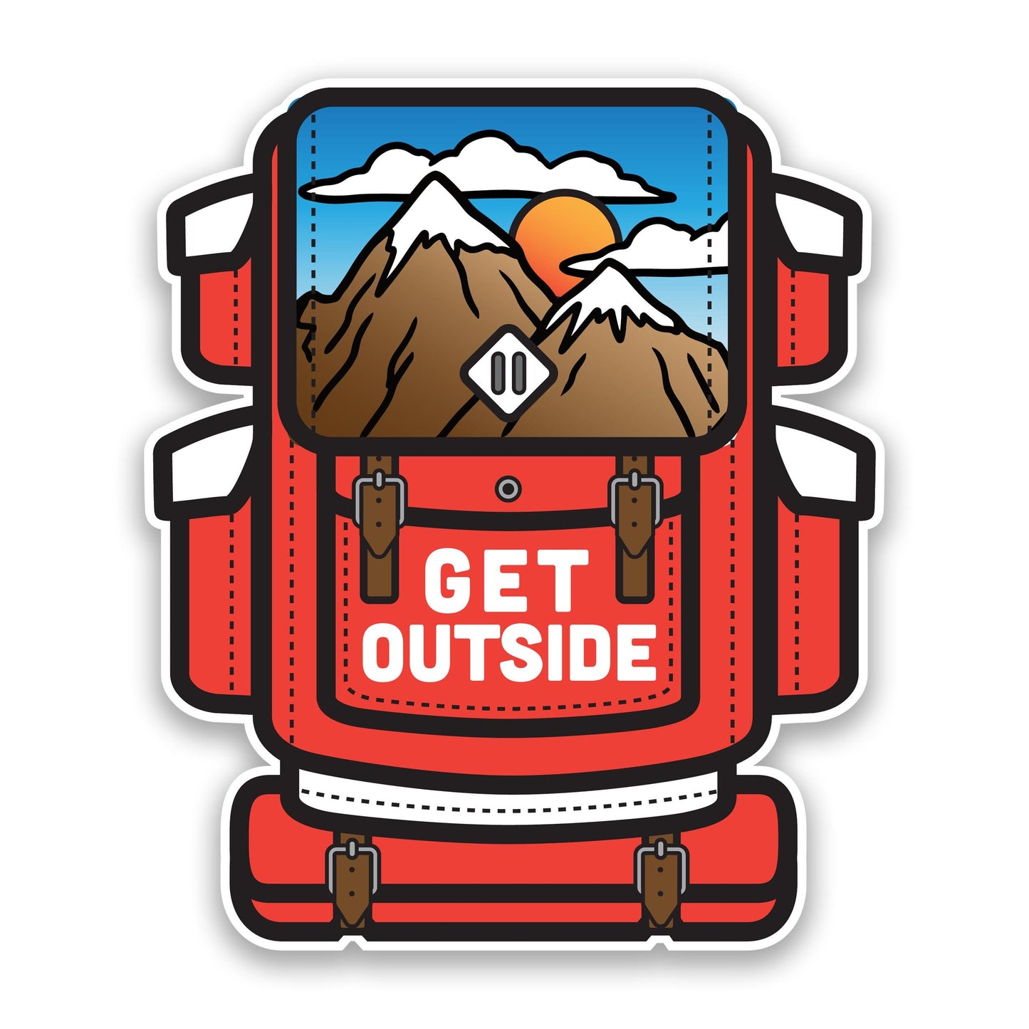 Get Outside Backpack Vinyl Decal Sticker Travel Backpacking Nature Decal Colorful Car Laptop Water Bottle Tumbler Mountains Explorer