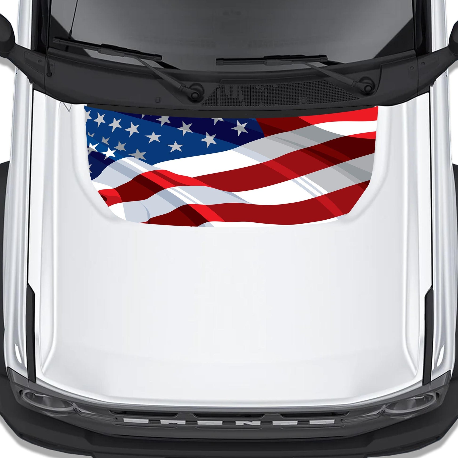Wavey American Flag Hood Graphic Design Decal Fits Ford Bronco 2021+