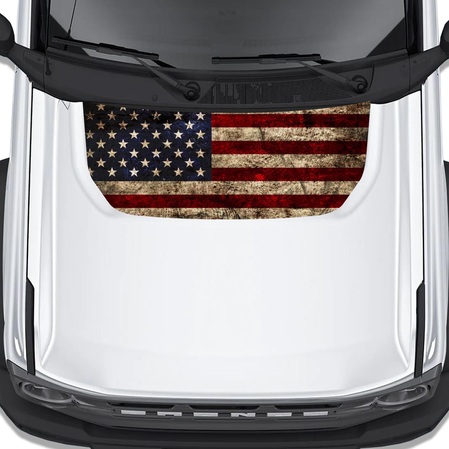 Rustic American Flag Hood Graphic Design Decal Fits Ford Bronco 2021+