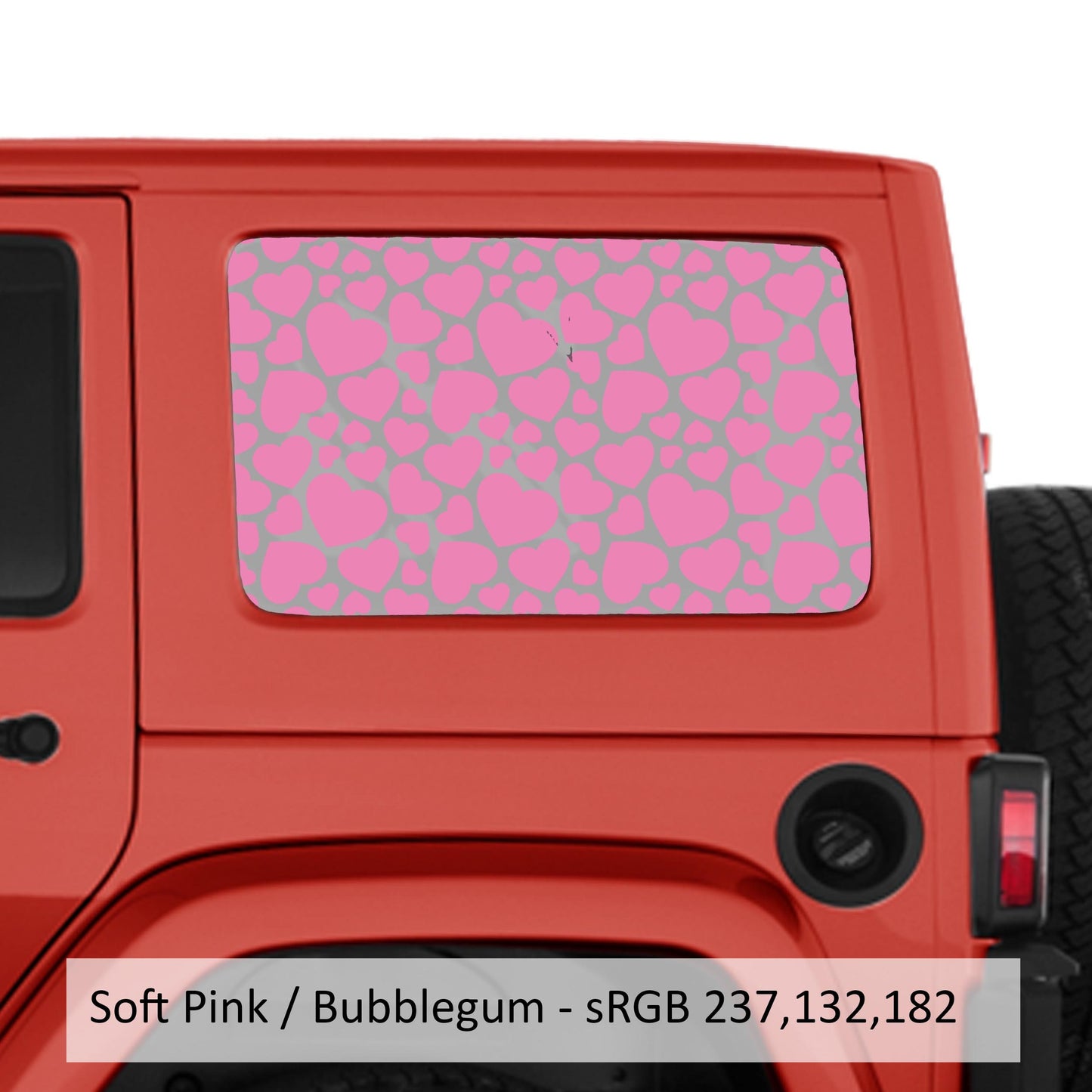 Heart Pattern Hardtop Window Decal Set - Fits Jeep Wrangler JKU 2007 - 2018