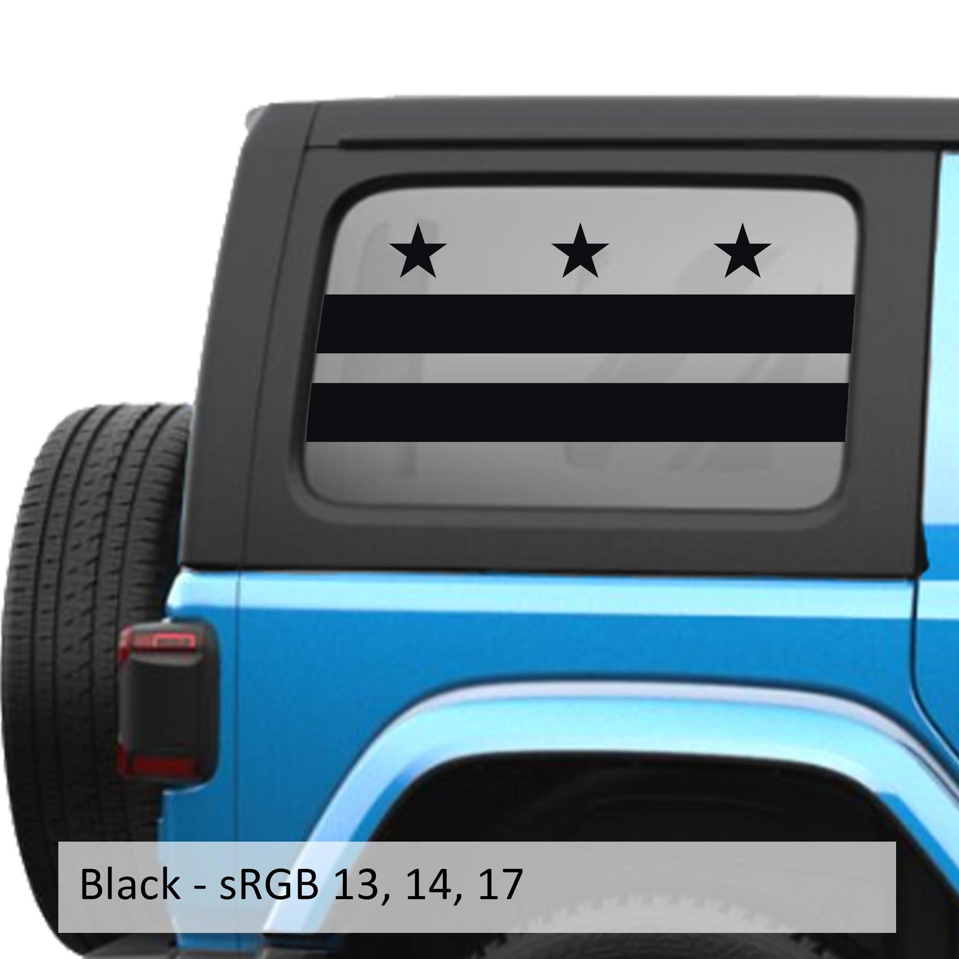 District of Columbia Flag Hardtop Window Decal Set - Fits Jeep Wrangler JLU 2018+