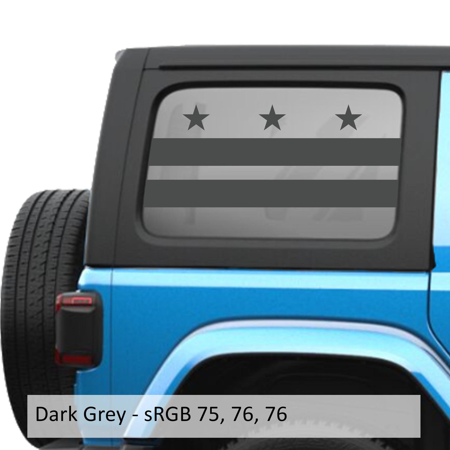 District of Columbia Flag Hardtop Window Decal Set - Fits Jeep Wrangler JLU 2018+