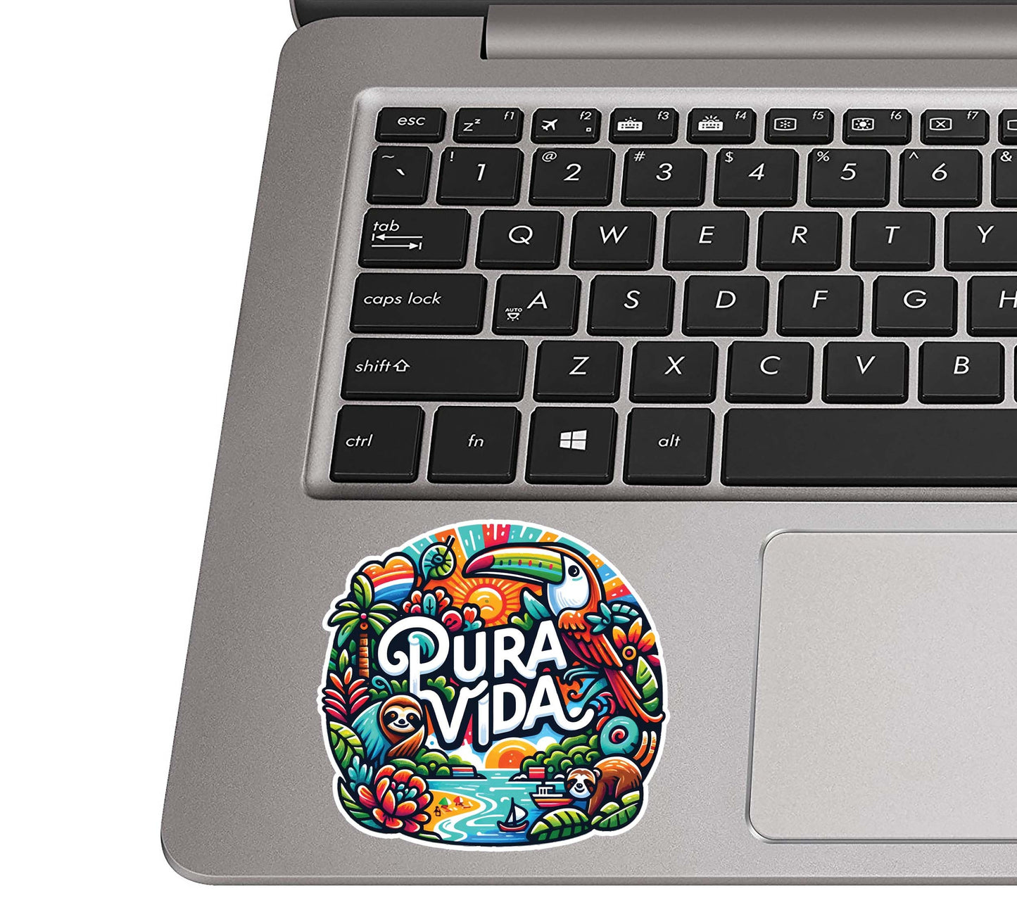 Costa Rican Pura Vida Vinyl Sticker | Vibrant Travel Decal for Laptop, Suitcase, Water Bottle, Car, Luggage Tag | Tropical Gift Idea