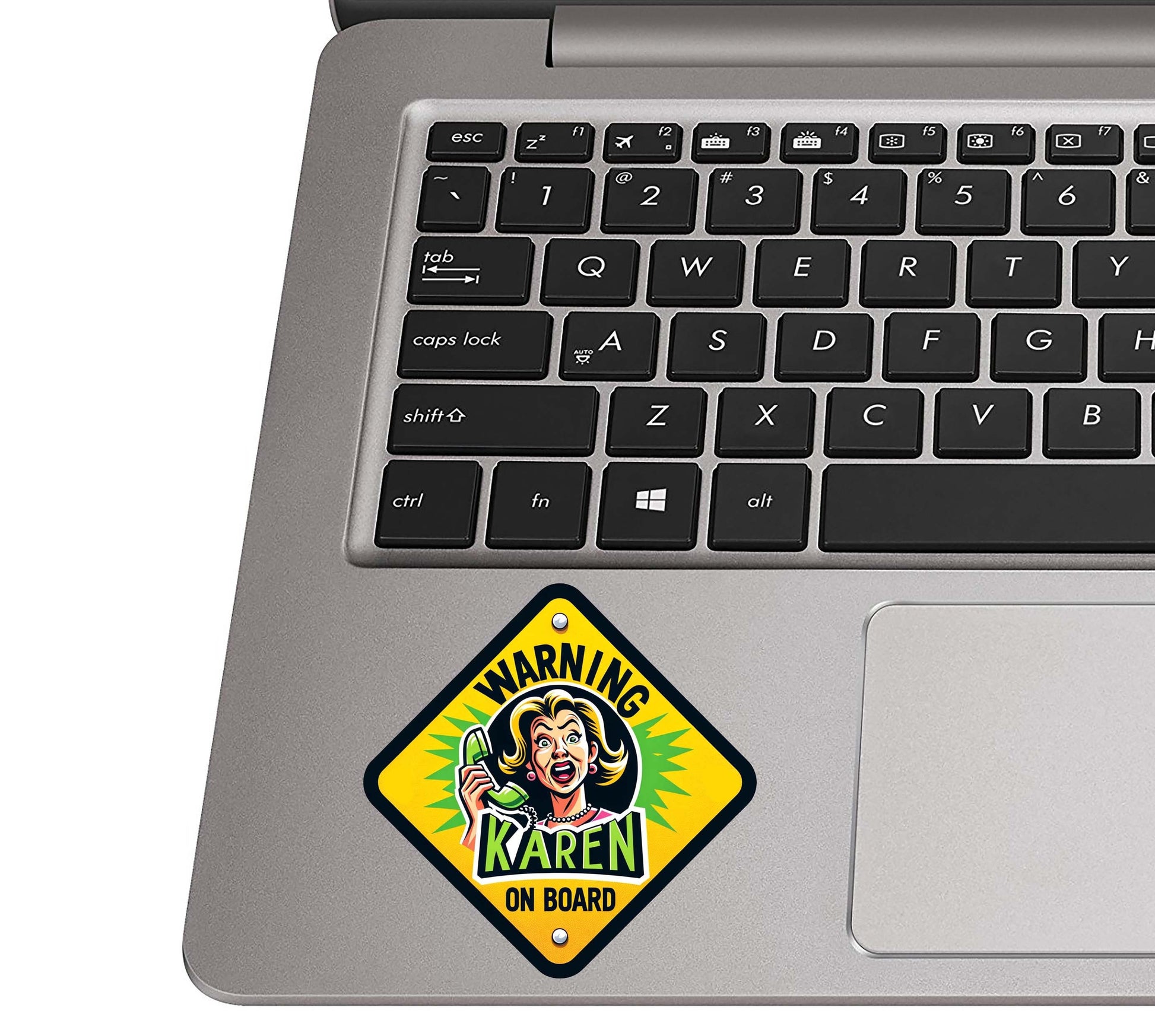 Karen On Board Funny Vinyl Sticker for Laptop Water Bottle Suitcase Car Window Sarcastic Travel Gift Humor Decal