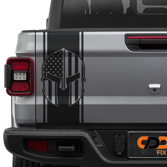 Spartan American Flag Helmet Tailgate Pendant Vinyl Decal