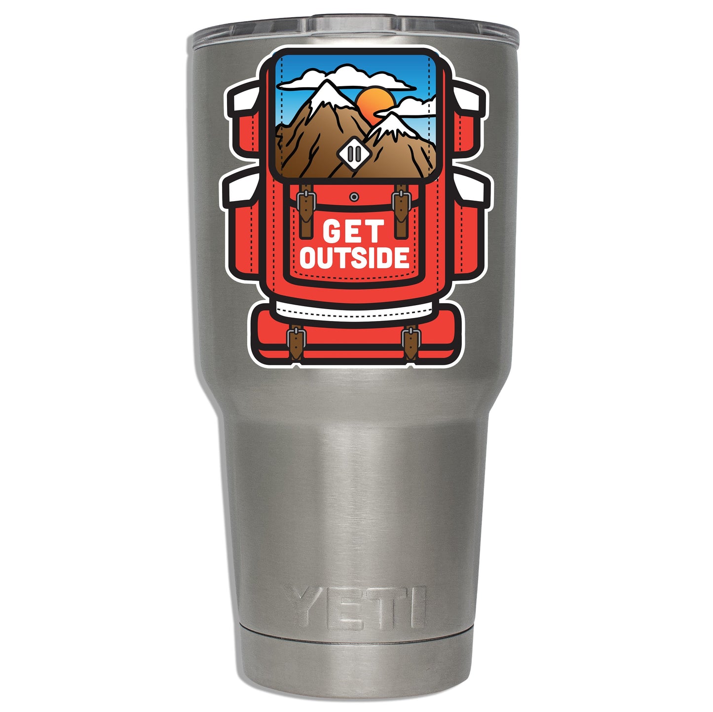 Get Outside Backpack Vinyl Decal Sticker Travel Backpacking Nature Decal Colorful Car Laptop Water Bottle Tumbler Mountains Explorer