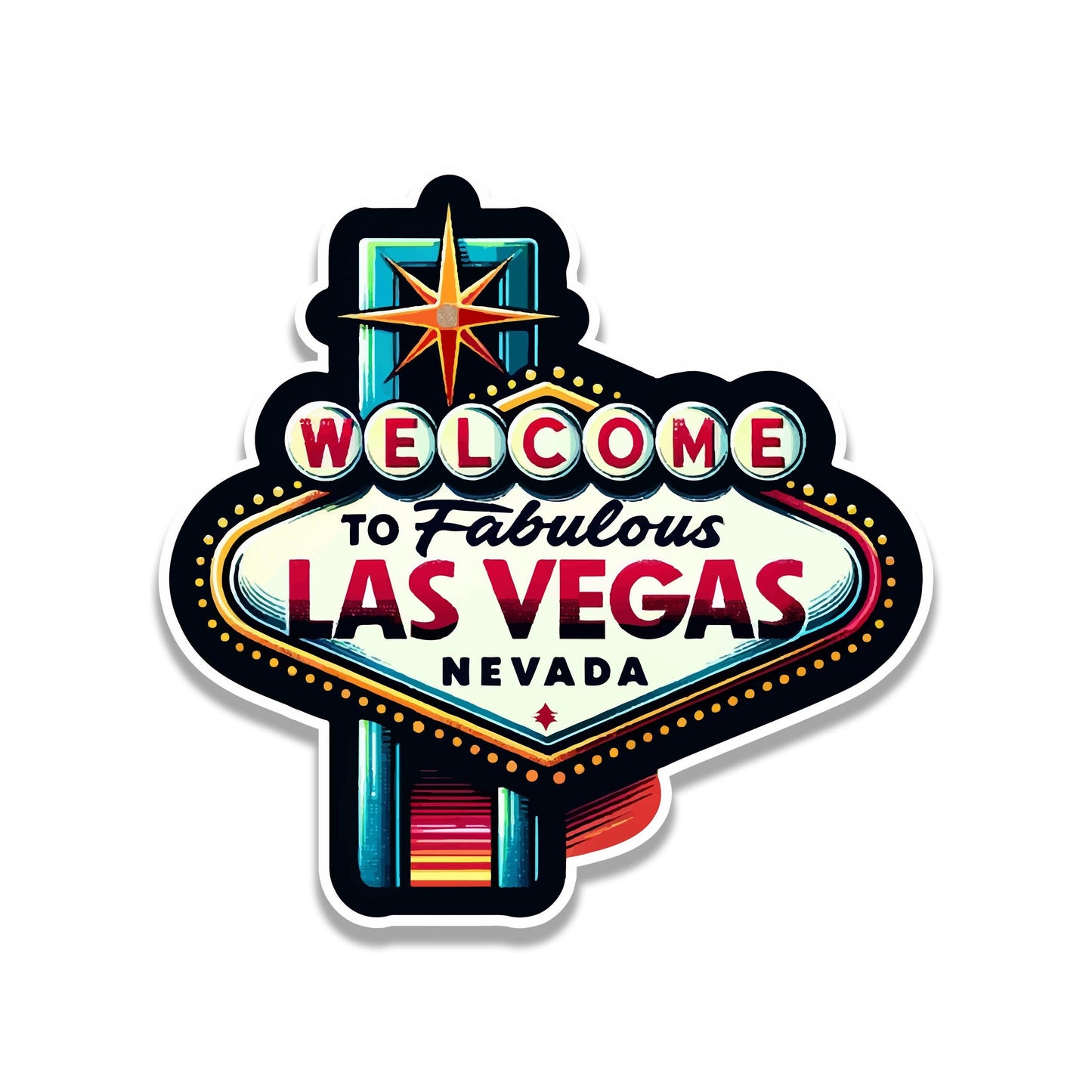 Welcome to Las Vegas Sticker Retro Vegas Sign Decal Travel Gift Laptop Water Bottle Suitcase Car Luggage Tag Vegas Souvenir Vinyl