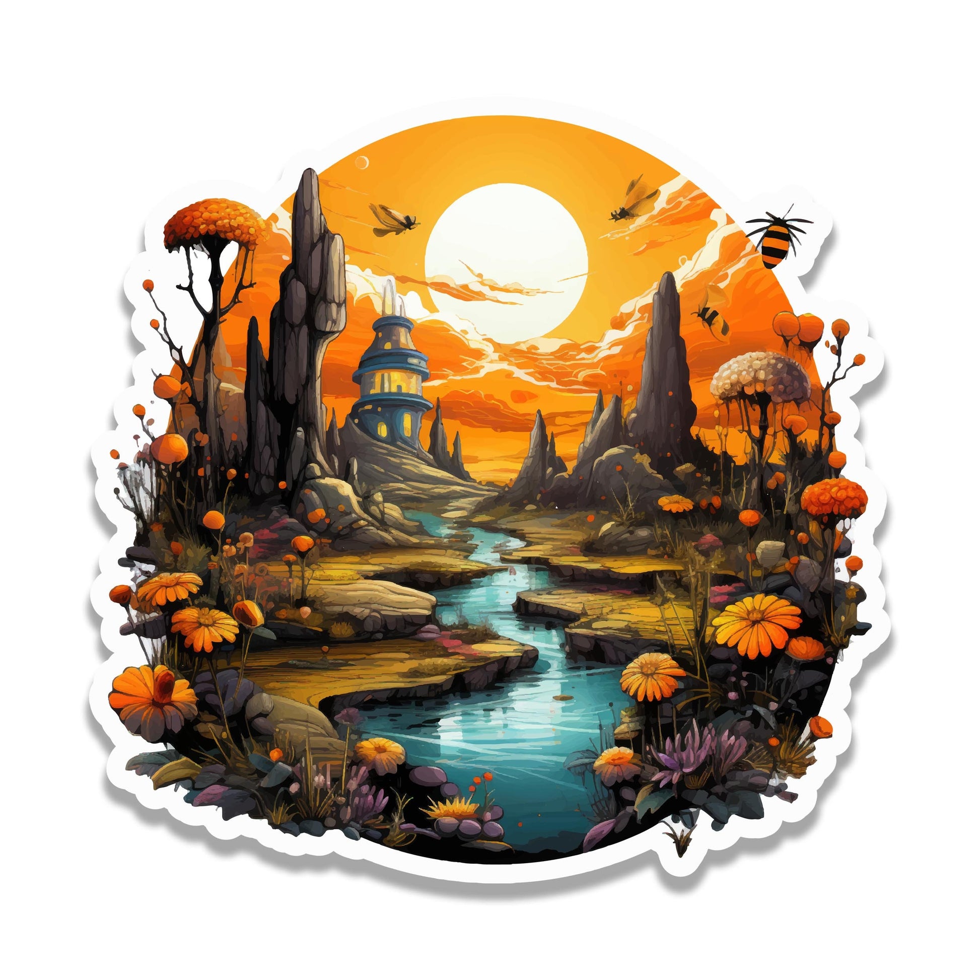 Honeybee Garden Party Vinyl Sticker Cute Bee Gift for Laptop Water Bottle Suitcase Car Travel Journal Nature Lover Insect Aesthetic