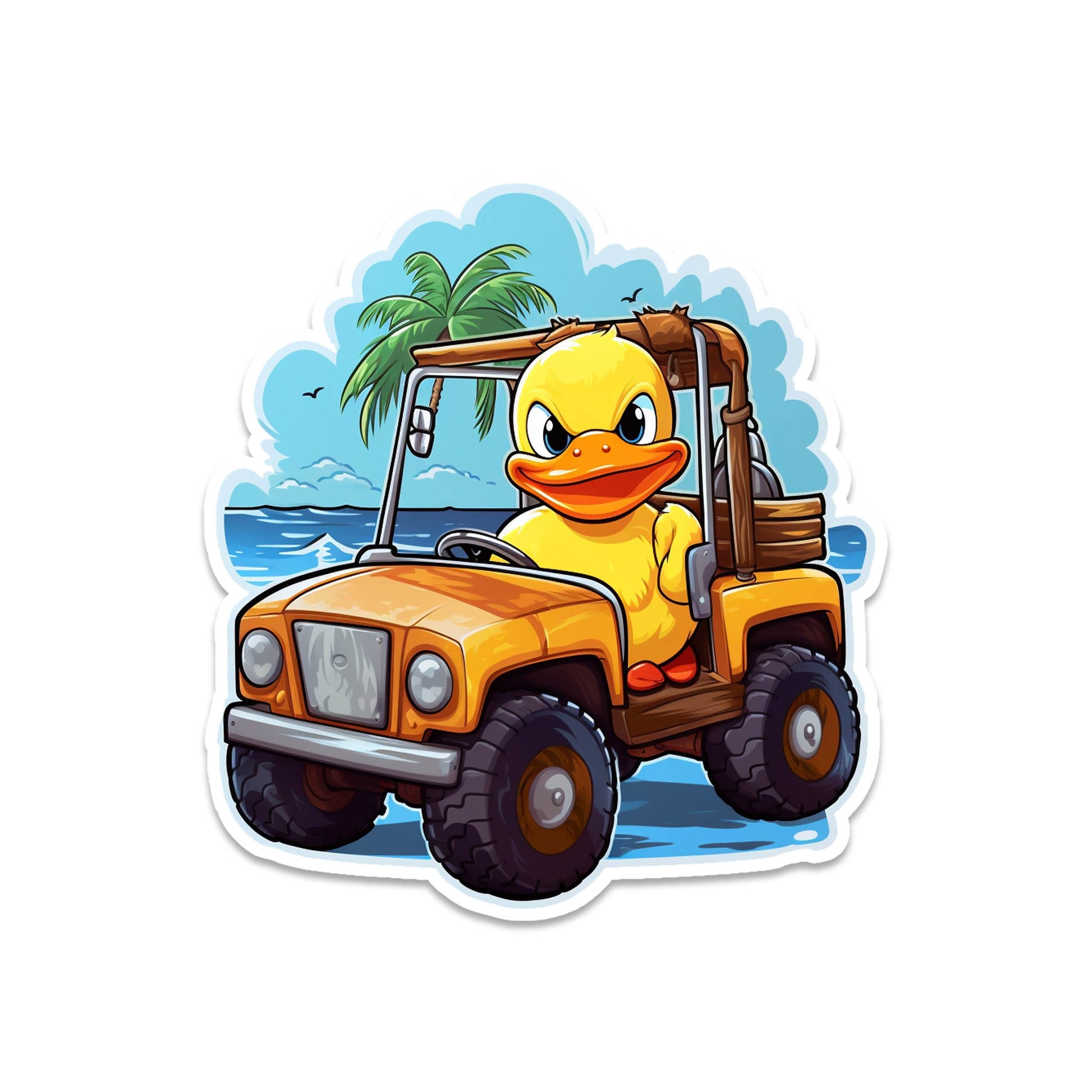 Angry Beach Bum Rubber Duck Vinyl Sticker | Funny Travel Decal for Laptop, Suitcase, Water Bottle, Car, Luggage Tag | Beach Gift Idea