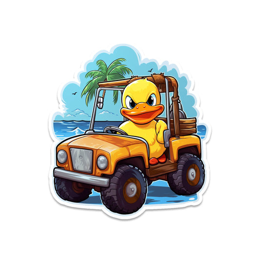 Angry Beach Bum Rubber Duck Vinyl Sticker | Funny Travel Decal for Laptop, Suitcase, Water Bottle, Car, Luggage Tag | Beach Gift Idea