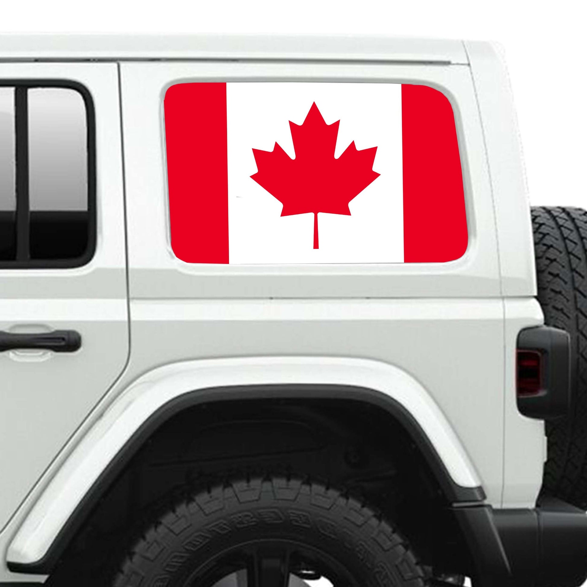 Canadian Maple Leaf Flag Side Windows Printed Perforated See-Thru Vinyl Decal - Fits 2&4 Door Jeep Wranglers 2007 - Present.