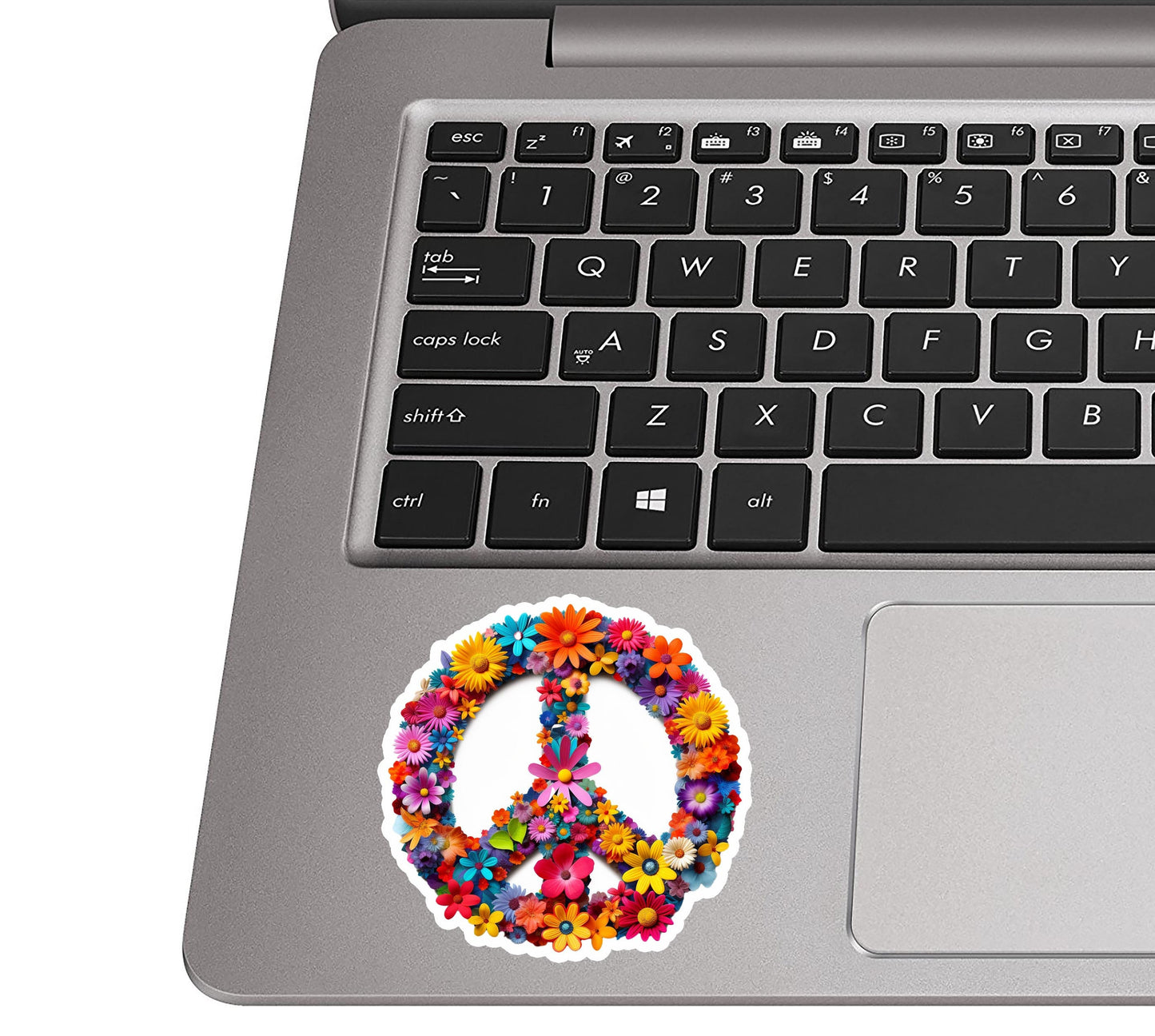 Hippie Bloom Peace Sign Vinyl Sticker for suitcase, laptop, car or water bottle, luggage tag, travel gift