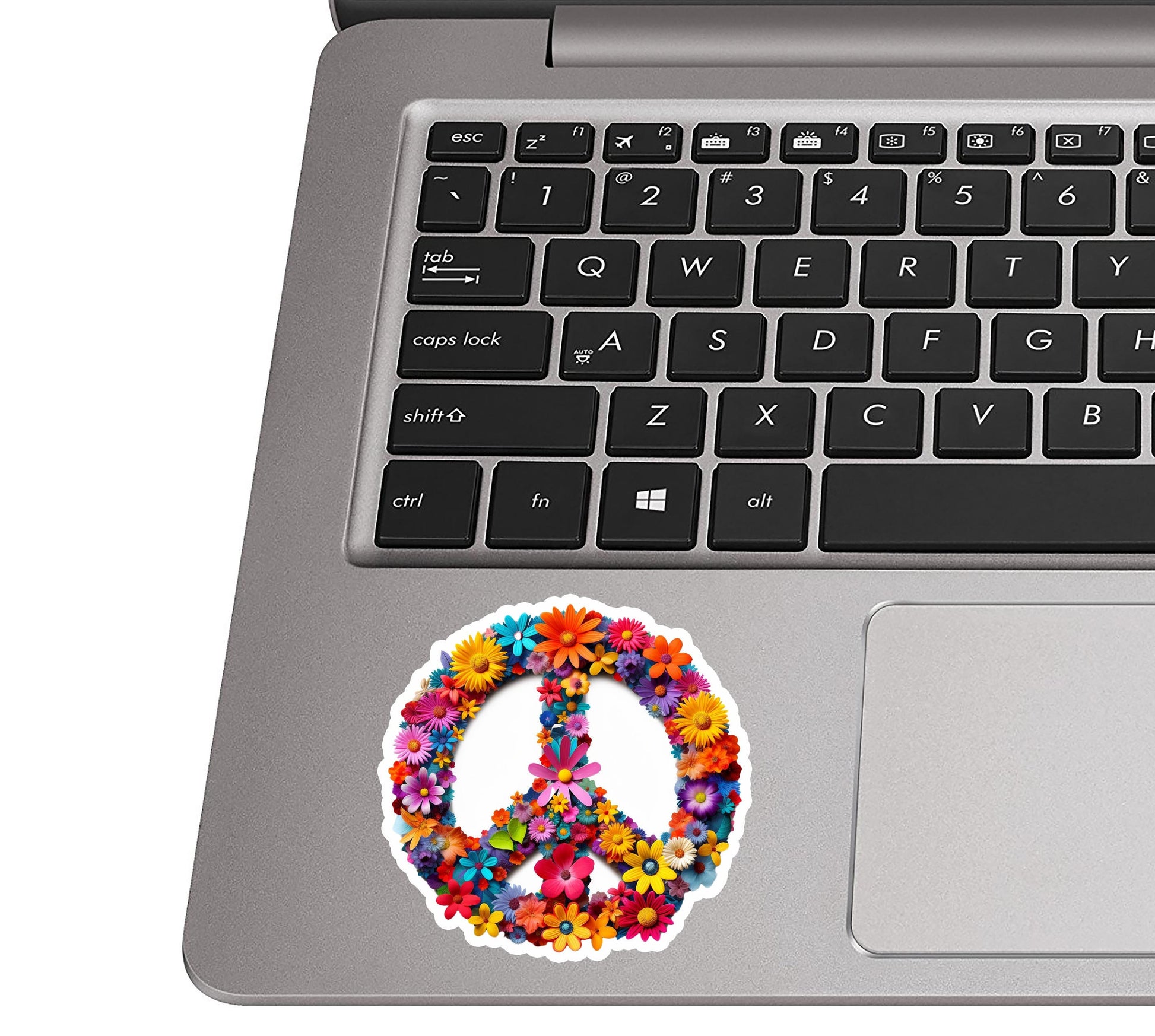 Hippie Bloom Peace Sign Vinyl Sticker for suitcase, laptop, car or water bottle, luggage tag, travel gift