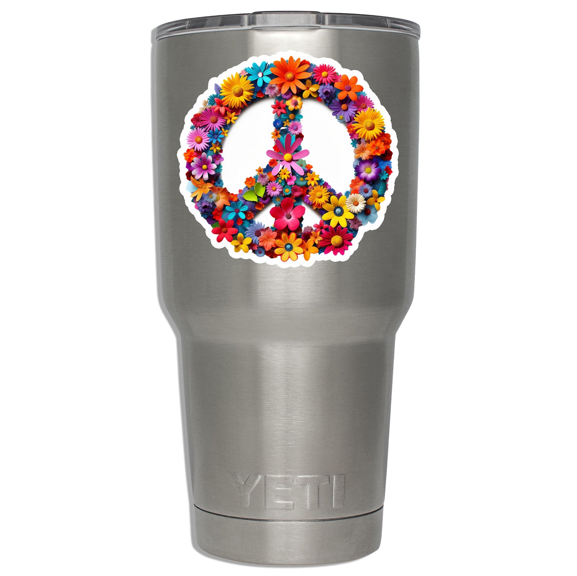 Hippie Bloom Peace Sign Vinyl Sticker for suitcase, laptop, car or water bottle, luggage tag, travel gift