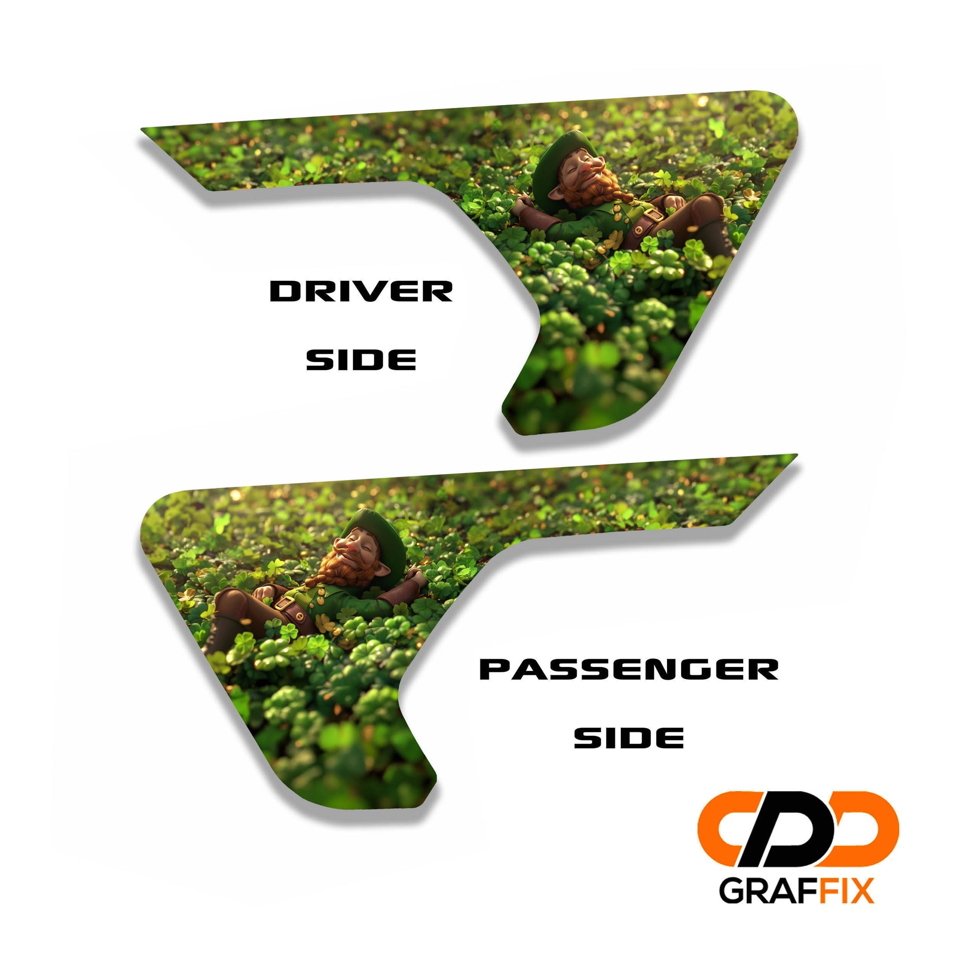 Leprechaun Clover Field 2pc Vinyl Fender Decal Set - Fits Jeep Wrangler JL/Jeep Gladiator JT 2018+