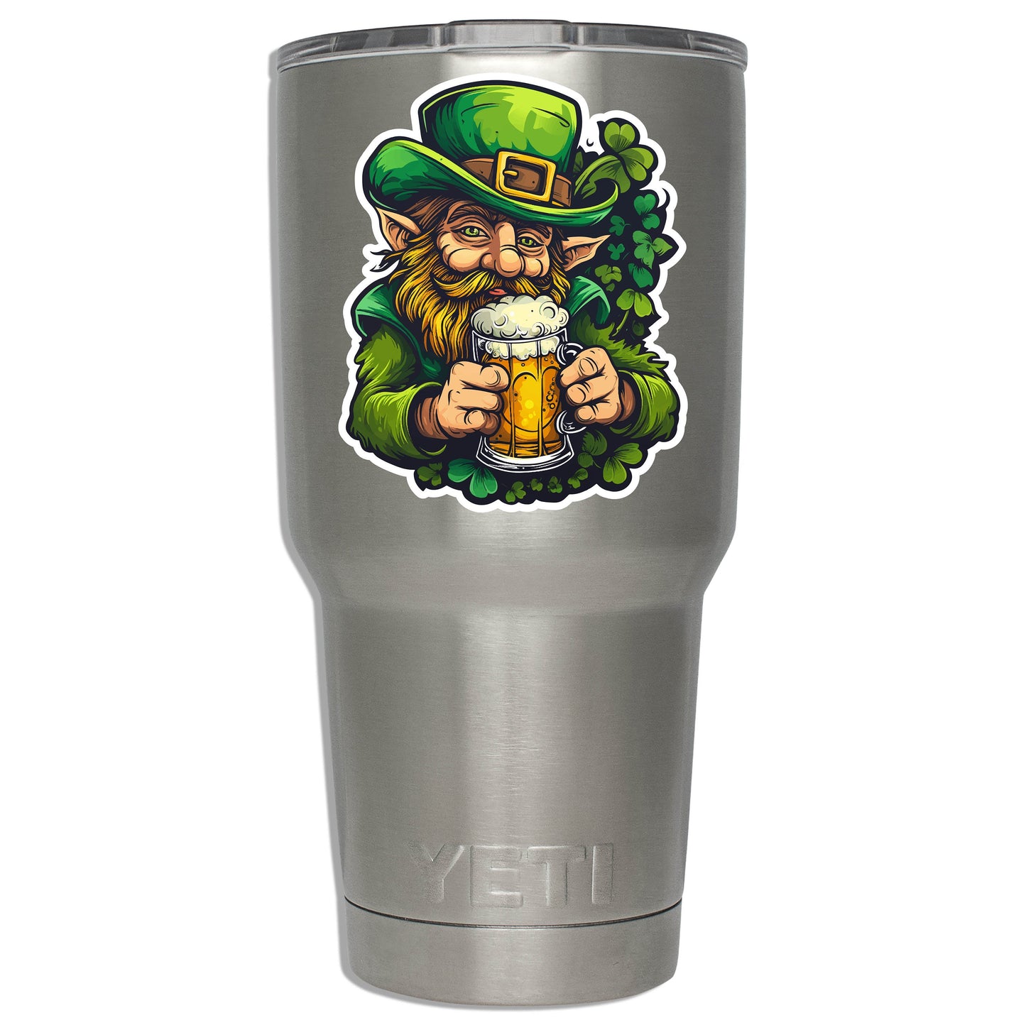 Funny Leprechaun Beer Sticker Saint Patrick's Day Vinyl Decal Shamrocks Pint Pal for Laptop Water Bottle Car Travel Gift