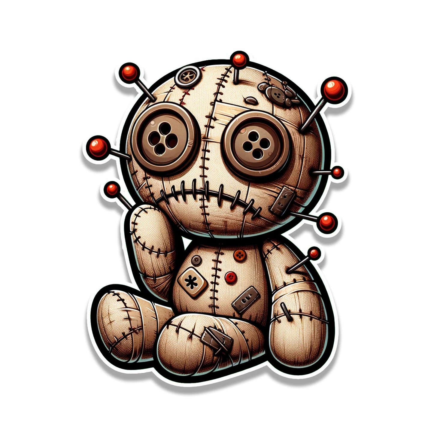 Giggles & Hexes Voodoo Doll Vinyl Sticker for suitcase, laptop, car or water bottle, luggage tag, travel gift