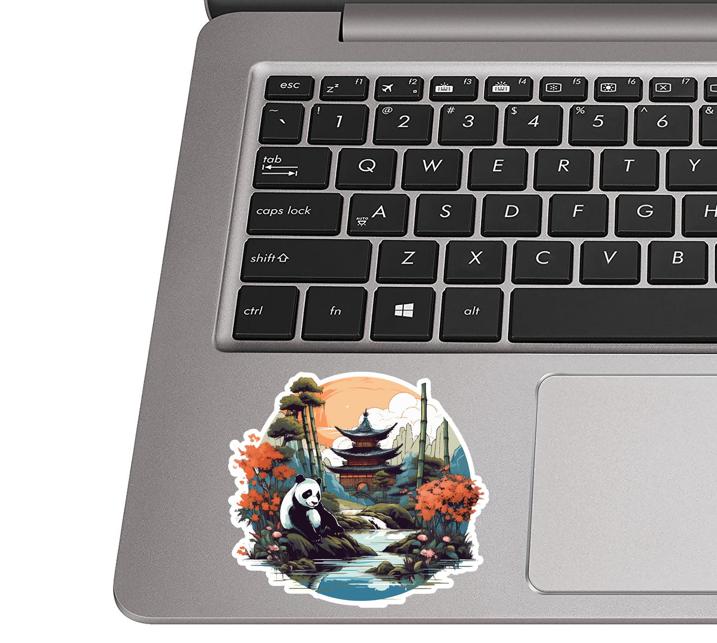 Japanese Panda Garden Vinyl Sticker | Cute Travel Aesthetic Decal for Laptop, Suitcase, Water Bottle, Car, Luggage Tag, Nature Gift