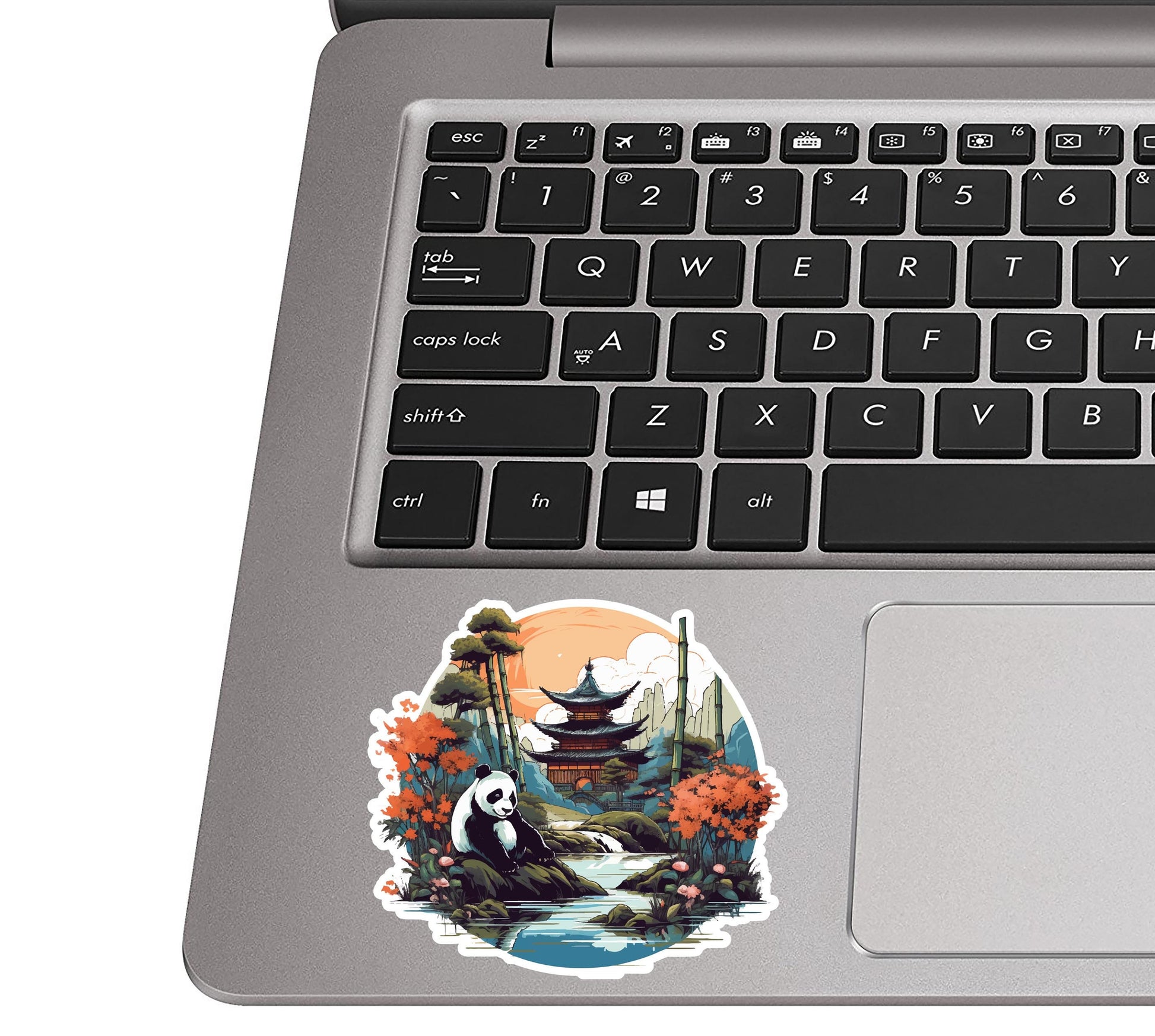 Japanese Panda Garden Vinyl Sticker | Cute Travel Aesthetic Decal for Laptop, Suitcase, Water Bottle, Car, Luggage Tag, Nature Gift