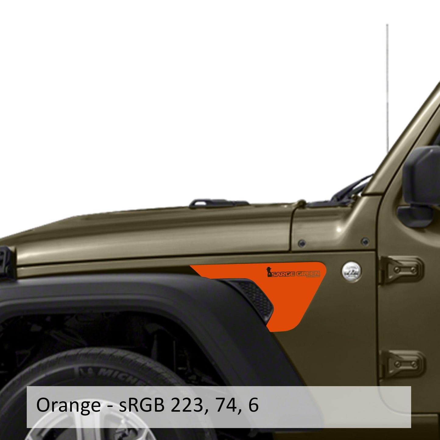 Sarge Green Edition Fender Vent Vinyl Decal - Fits Jeep Wrangler JL/Jeep Gladiator JT 2018+