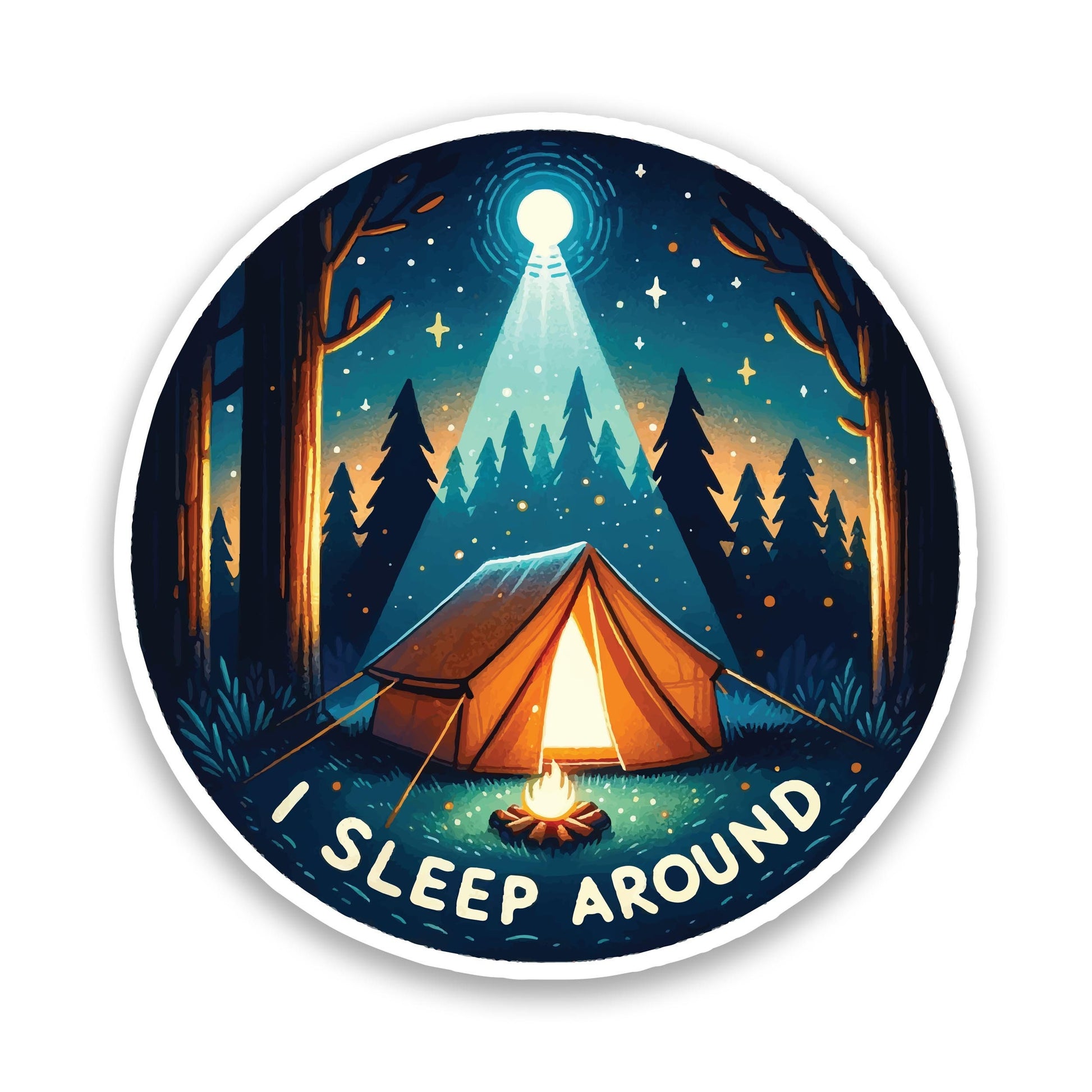 I Sleep Around Starry Skies Vinyl Sticker, Camping Sticker, Outdoor Adventure Decal