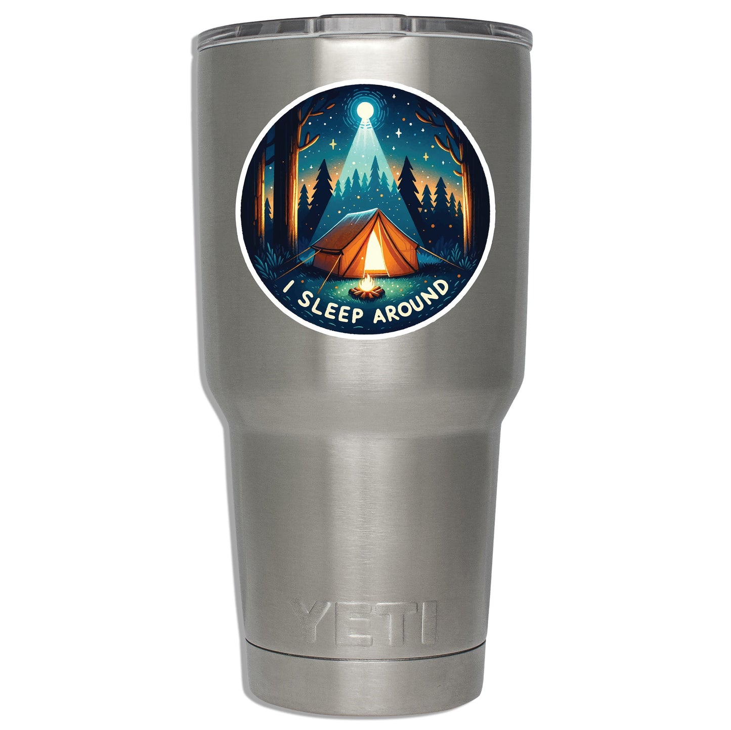 I Sleep Around Starry Skies Vinyl Sticker, Camping Sticker, Outdoor Adventure Decal