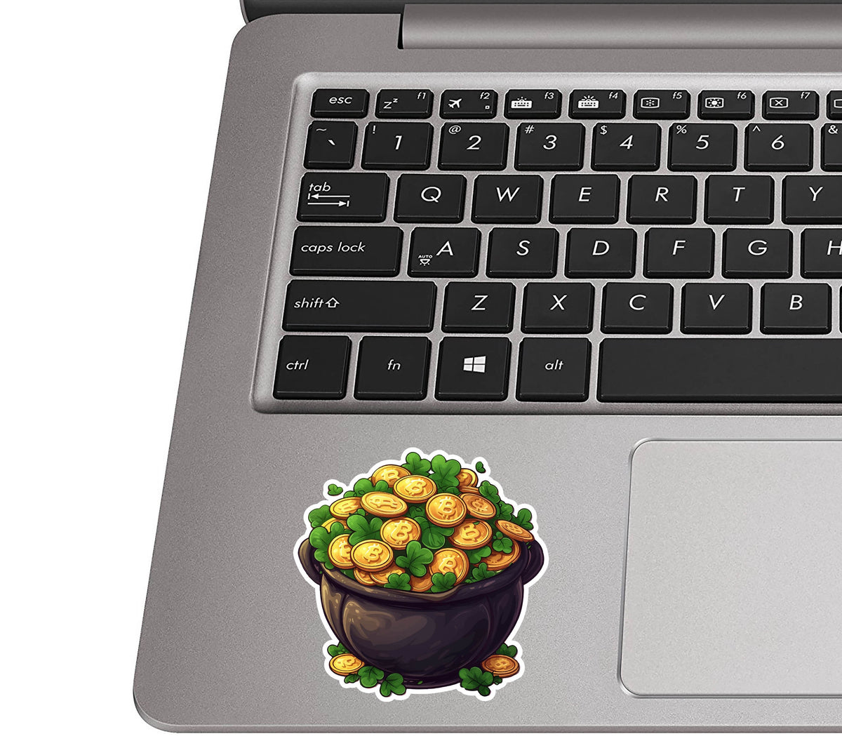 Bitcoin Leprechaun Sticker Funny Pot of Gold Vinyl Decal St Patrick's Day Crypto Laptop Water Bottle Car Gift