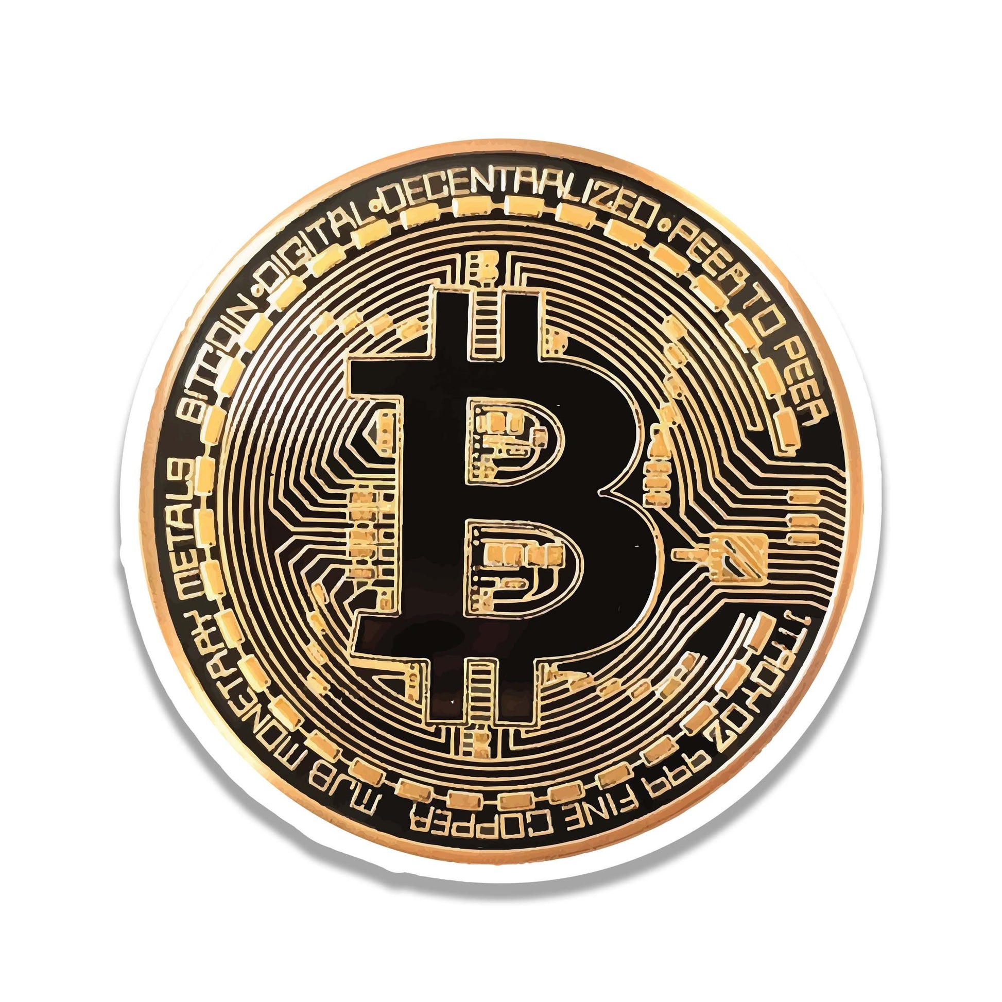 Bitcoin Crypto Token Vinyl Sticker | Gold Bitcoin Decal for Laptop, Water Bottle, Suitcase, Car, Luggage Tag | Cryptocurrency Gift Idea