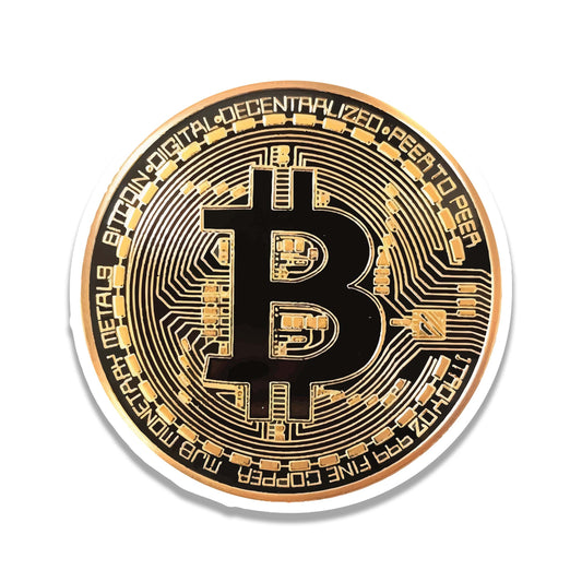 Bitcoin Crypto Token Vinyl Sticker | Gold Bitcoin Decal for Laptop, Water Bottle, Suitcase, Car, Luggage Tag | Cryptocurrency Gift Idea