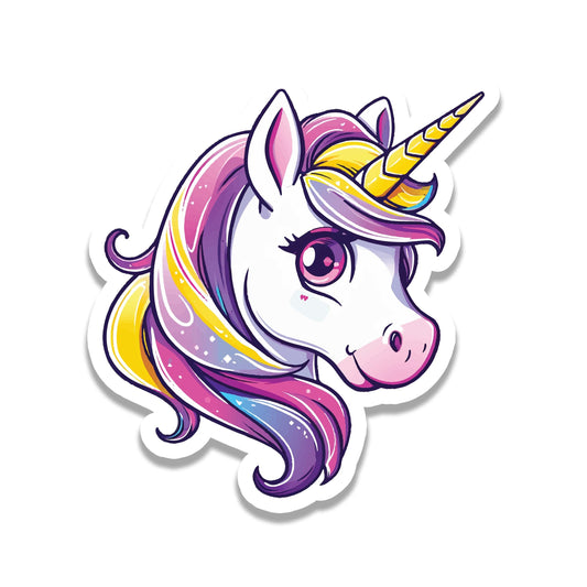 Rainbow Bliss Unicorn Head Vinyl Sticker for Suitcase Laptop Car Water Bottle Cute Travel Gift Durable Design