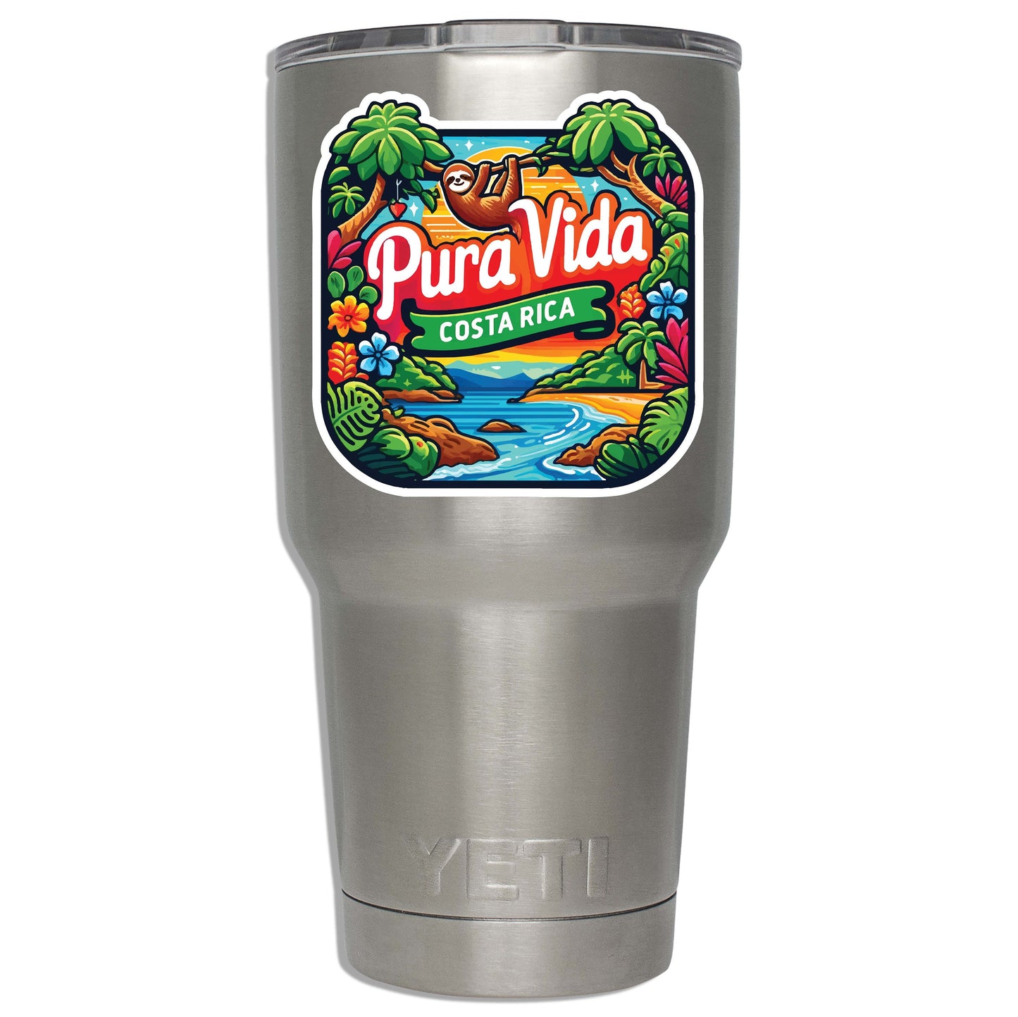 Pura Vida Tropical Vinyl Sticker Pure Life Travel Decal for Laptop Water Bottle Suitcase Car Costa Rica Beach Gift