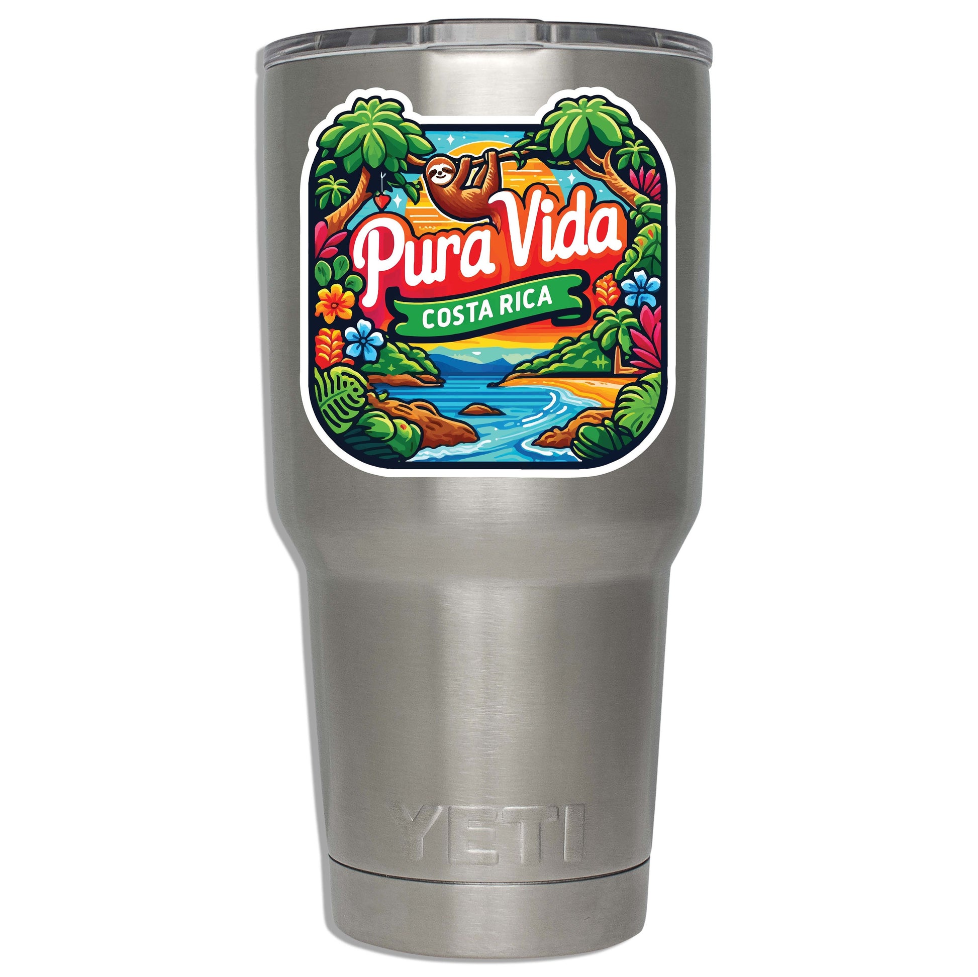 Pura Vida Tropical Vinyl Sticker Pure Life Travel Decal for Laptop Water Bottle Suitcase Car Costa Rica Beach Gift