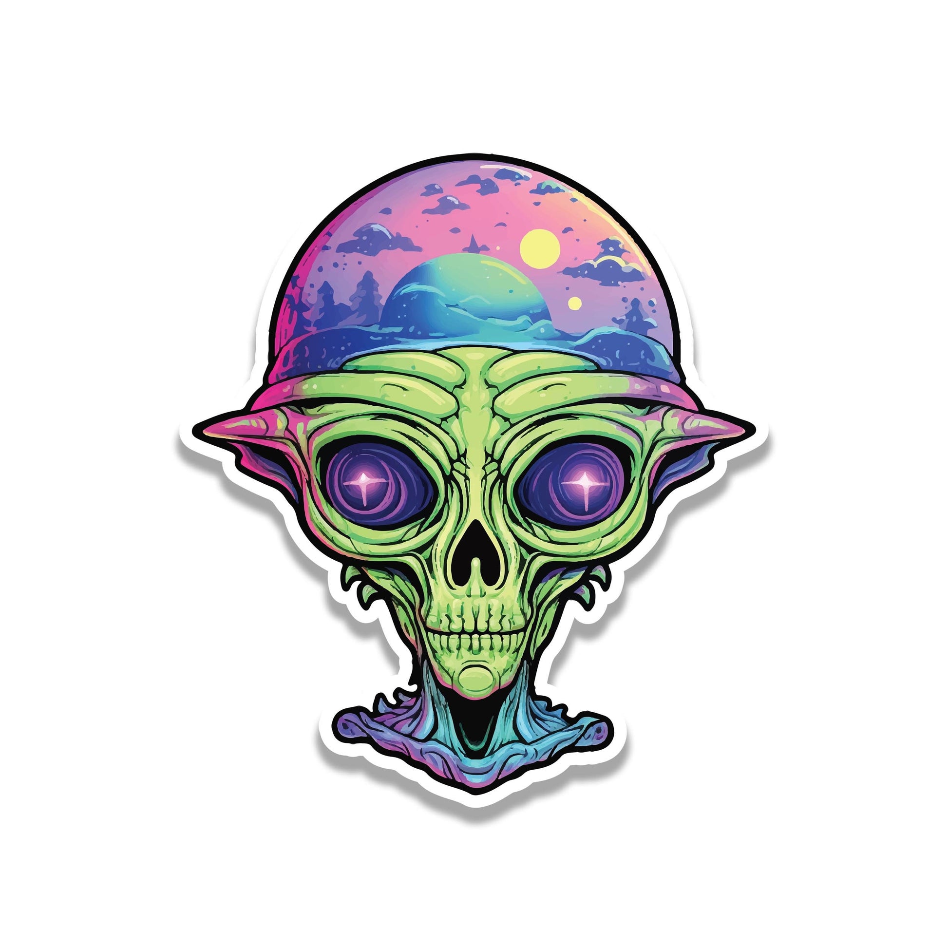 Alien Head Vinyl Sticker Funny Space Decal for Laptop Car Water Bottle Suitcase UFO Travel Gift Alien Aesthetic Waterproof Sticker