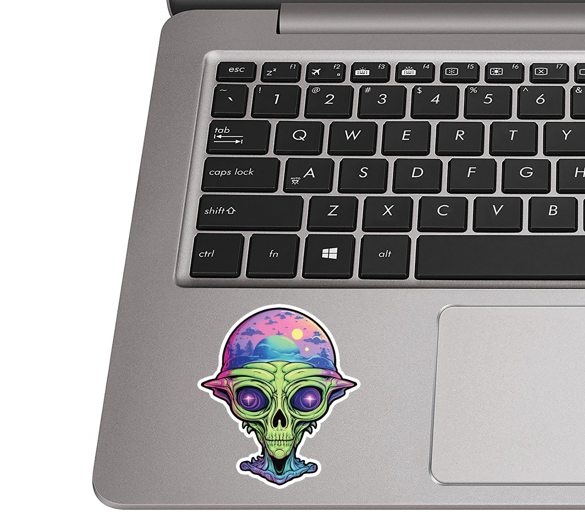 Alien Head Vinyl Sticker Funny Space Decal for Laptop Car Water Bottle Suitcase UFO Travel Gift Alien Aesthetic Waterproof Sticker
