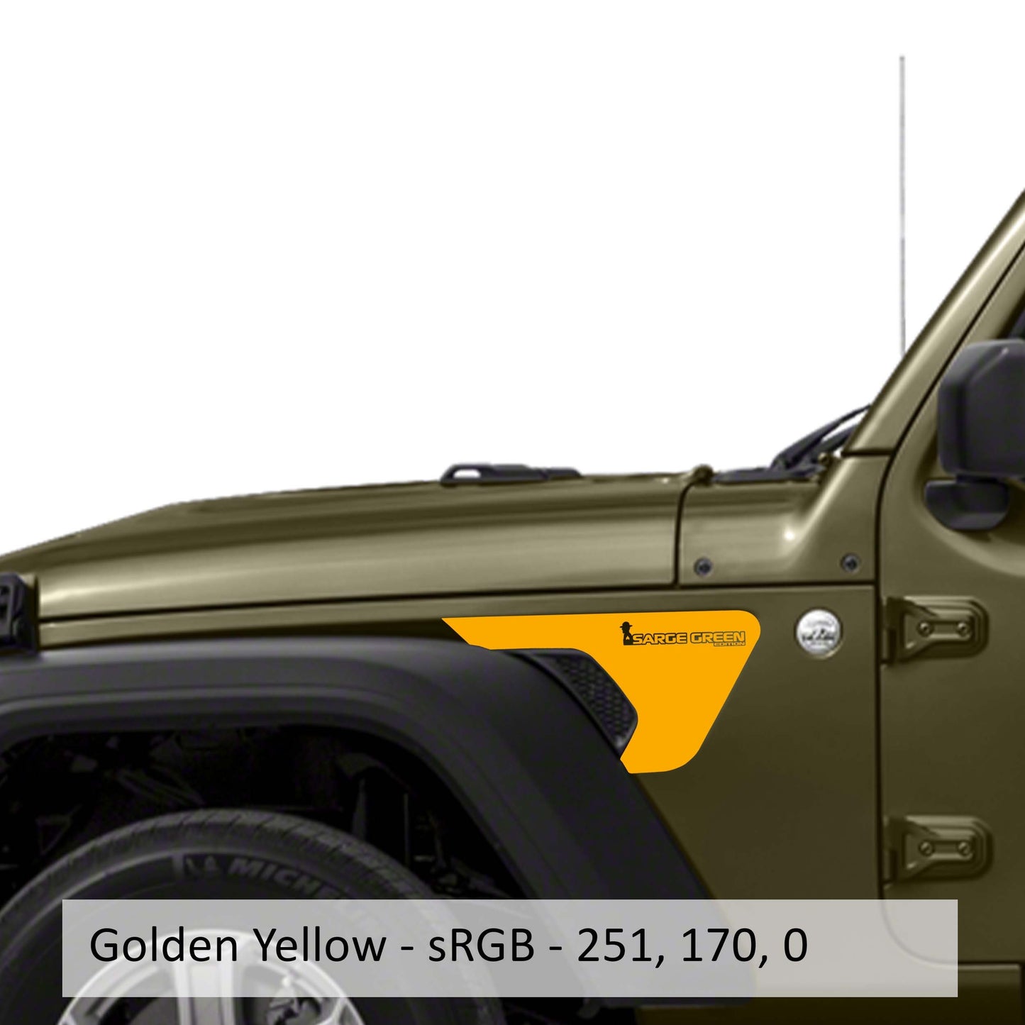 Sarge Green Edition Fender Vent Vinyl Decal - Fits Jeep Wrangler JL/Jeep Gladiator JT 2018+