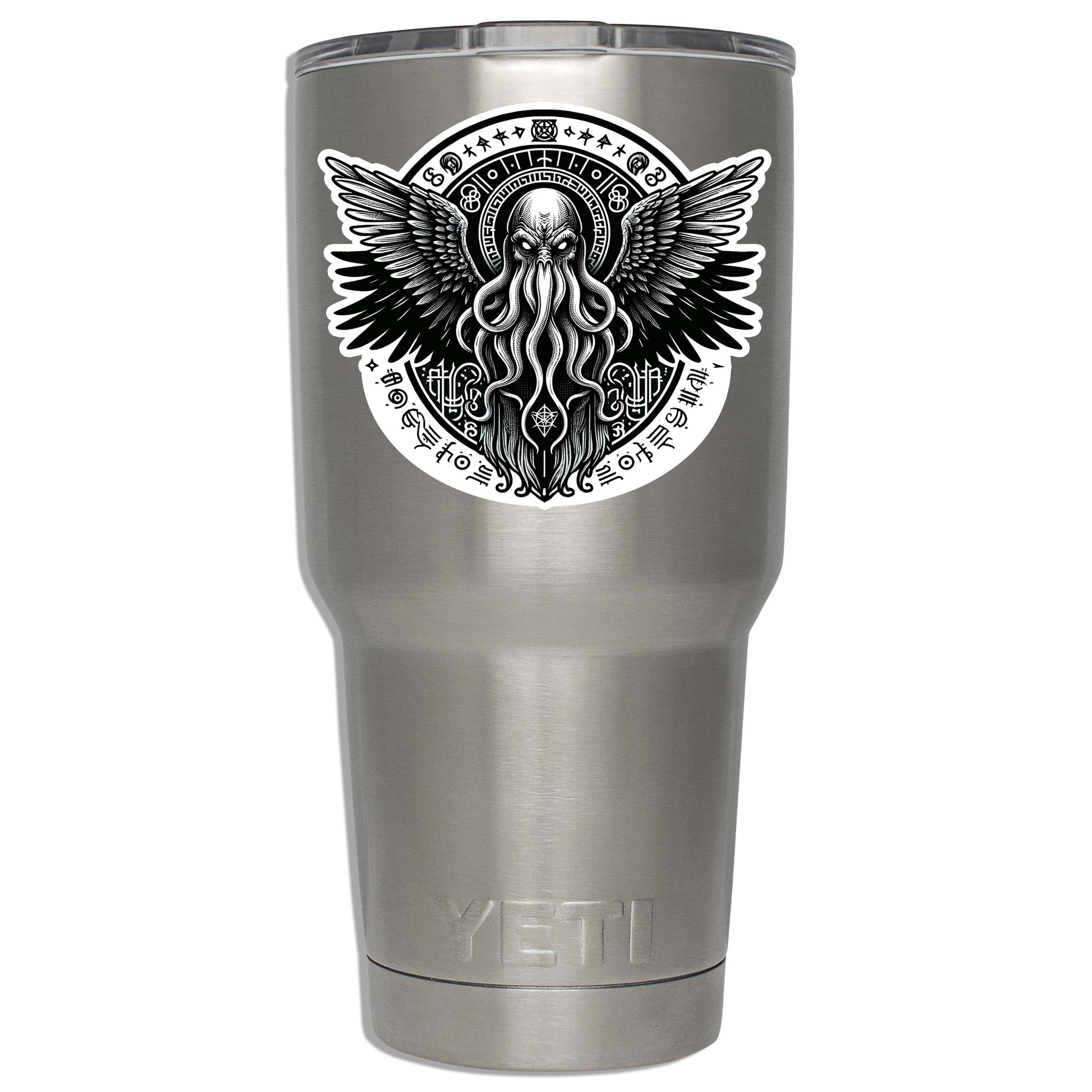 Lovecraftian Cthulhu Flight Vinyl Sticker for suitcase, laptop, car or water bottle, luggage tag, Horror Gift