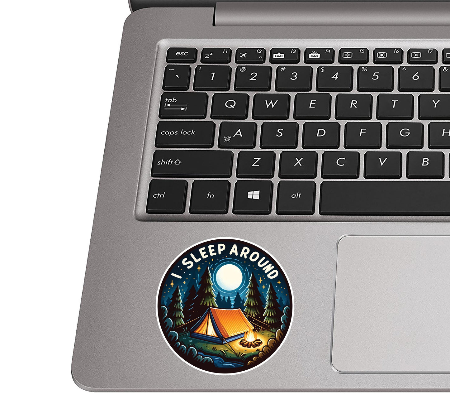 I Sleep Around Camp Site Vinyl Sticker, Camping Sticker, Outdoor Adventure Decal