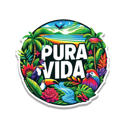 Pura Vida Parrot Tropical Paradise Vinyl Sticker for Suitcase Laptop Car Water Bottle Cute Travel Gift Durable Design