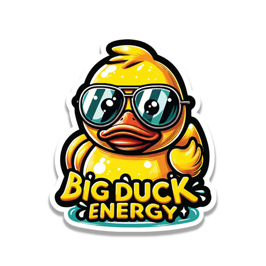Big Duck Energy Vinyl Sticker | Funny Rubber Ducky Aviator Decal for Laptop, Water Bottle, Car, Suitcase, Luggage Tag | Travel Humor Gift