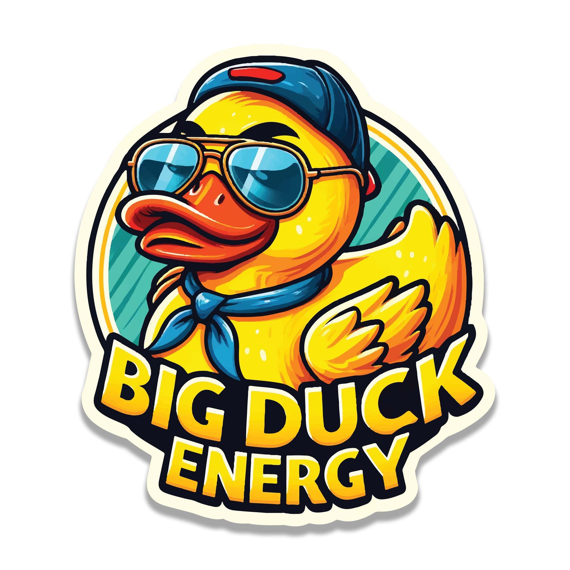 Big Duck Energy Sunny Shades Baseball Hat Vinyl Sticker for suitcase, laptop, car or water bottle, luggage tag, travel gift