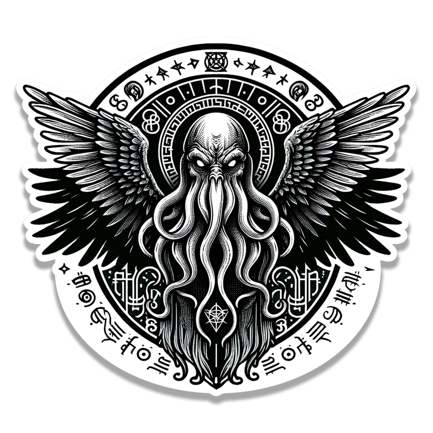 Lovecraftian Cthulhu Flight Vinyl Sticker for suitcase, laptop, car or water bottle, luggage tag, Horror Gift