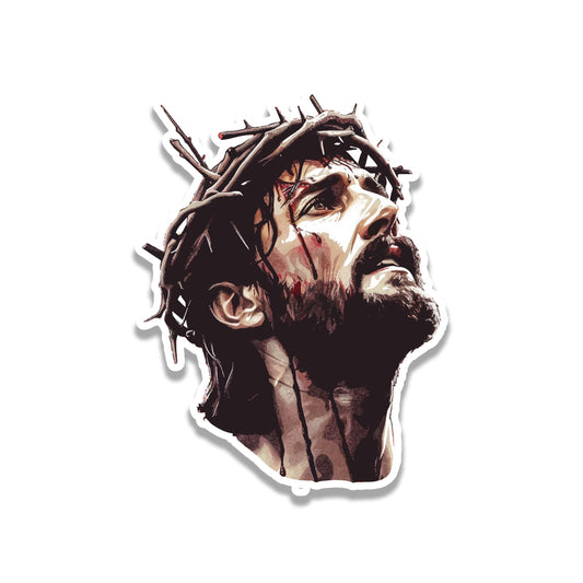 Jesus Crown of Thorns Vinyl Sticker Christian Catholic Faith Decal Religious Gift for Laptop Car Water Bottle or Bible