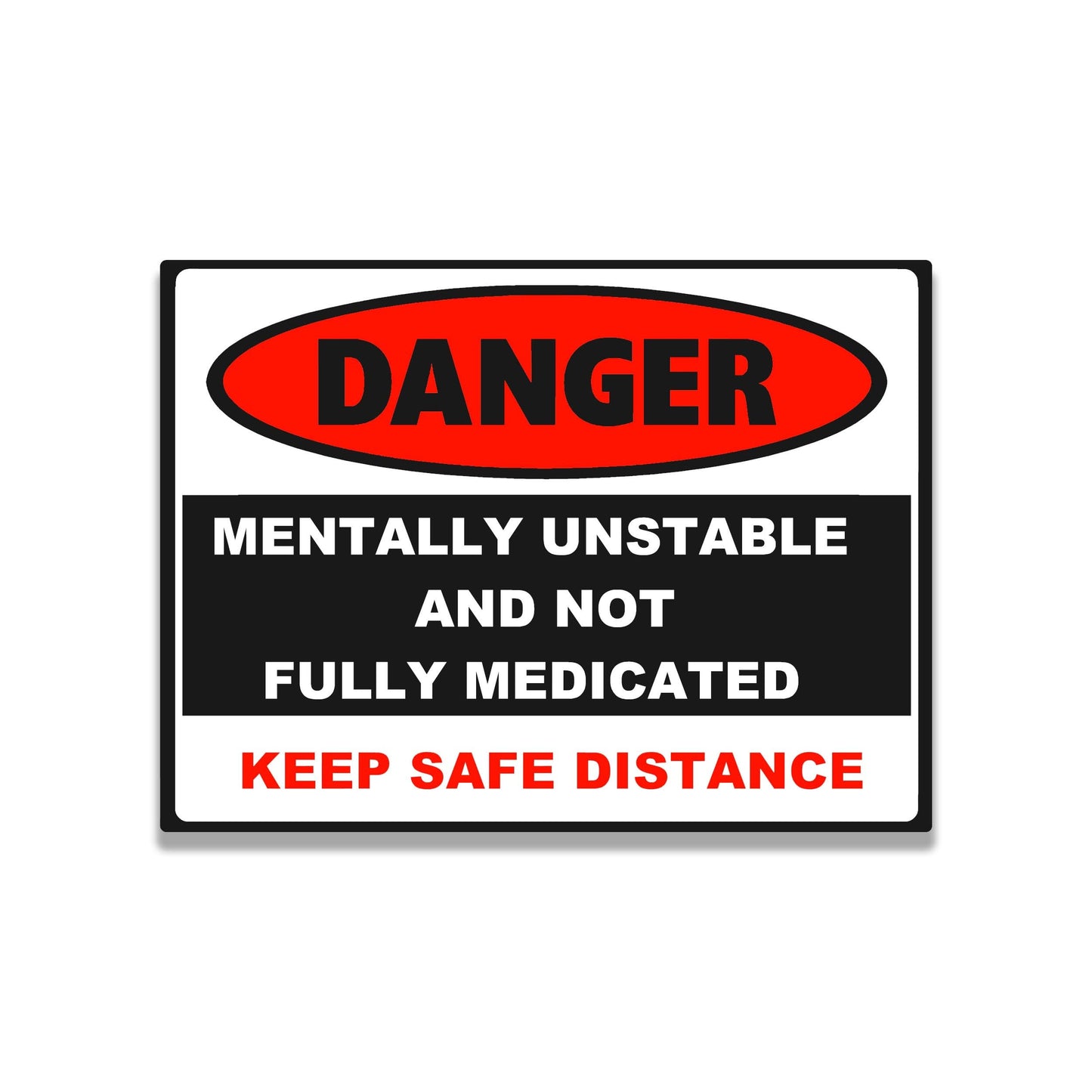 Danger Mentally Unstable Not Fully Medicated Vinyl Sticker for suitcase, laptop, car or water bottle, luggage tag, travel gift